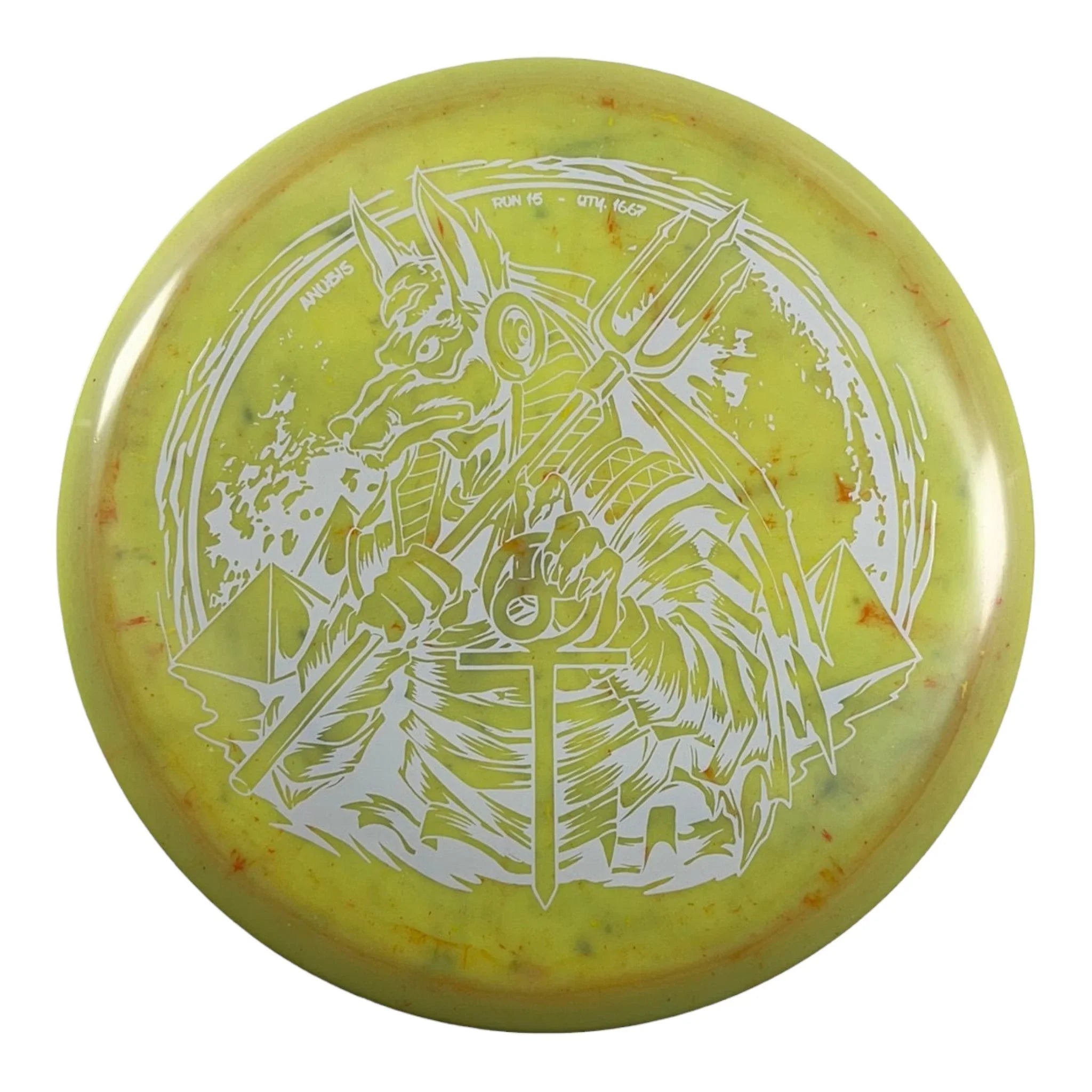 Infinite Discs Anubis | Splatter S - Blend | Yellow/White 180g Disc Golf