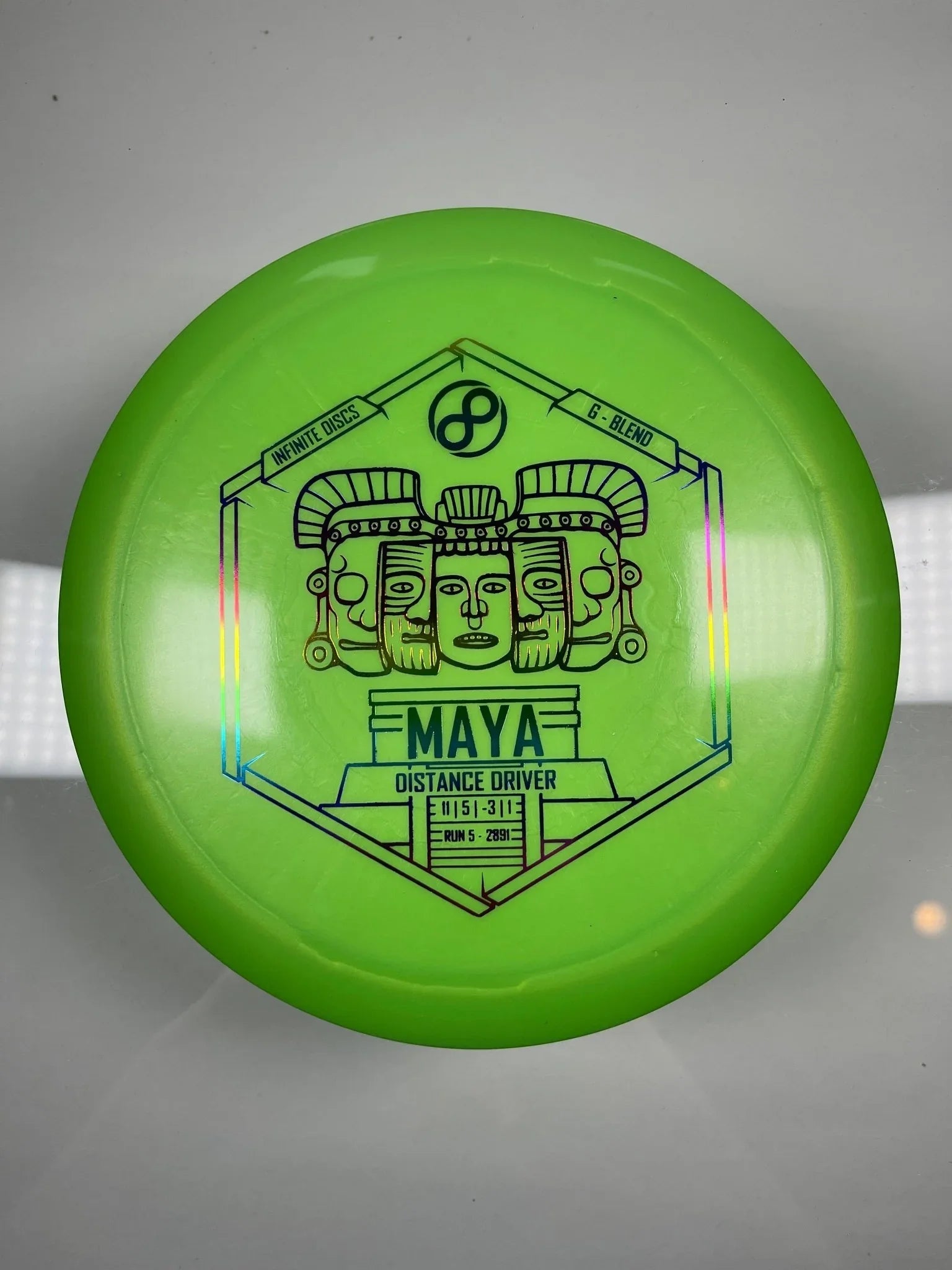 Infinite Discs Maya | G - Blend | Green/Rainbow 169g Disc Golf