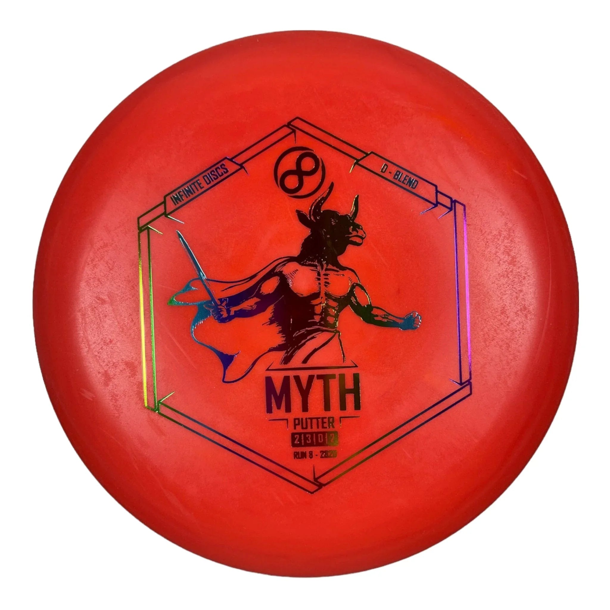 Infinite Discs Myth | D - Blend | Red/Rainbow 175g Disc Golf