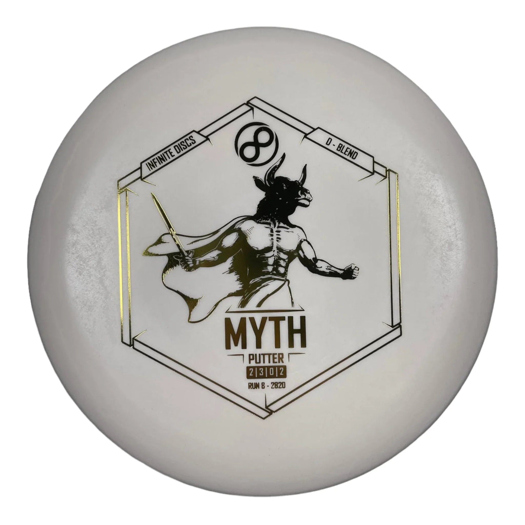 Infinite Discs Myth | D - Blend | White/Gold 168 - 170g Disc Golf