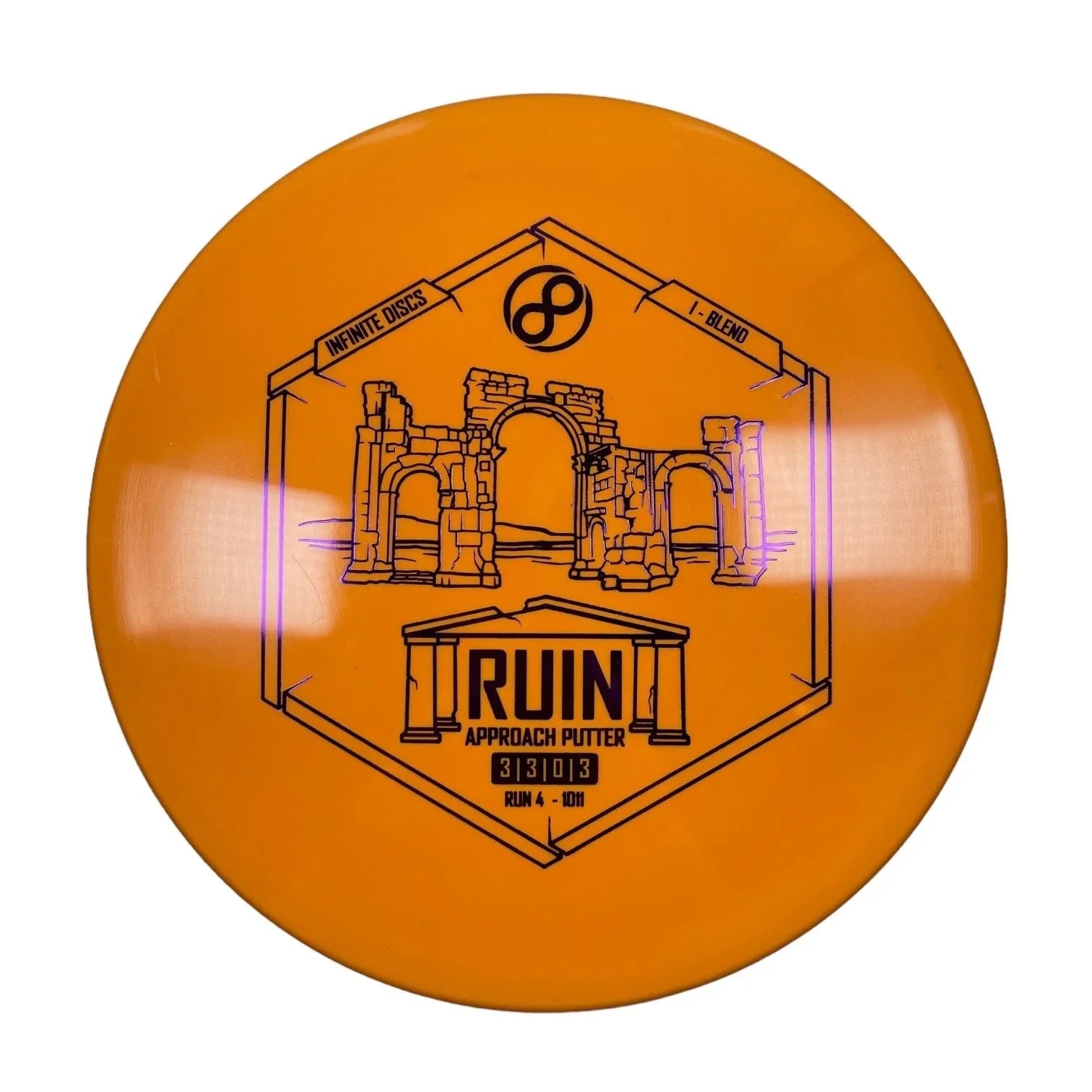 Infinite Discs Ruin | I - Blend | Orange/Purple 167g Disc Golf
