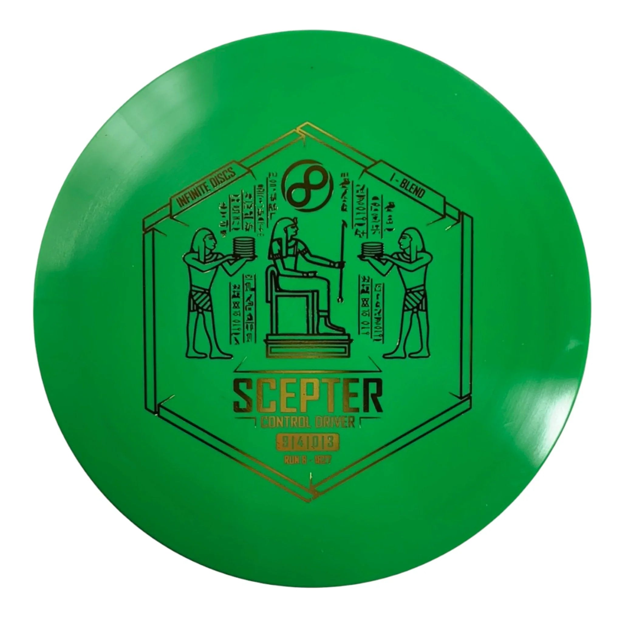 Infinite Discs Scepter | I - Blend | Green/Gold 167g Disc Golf