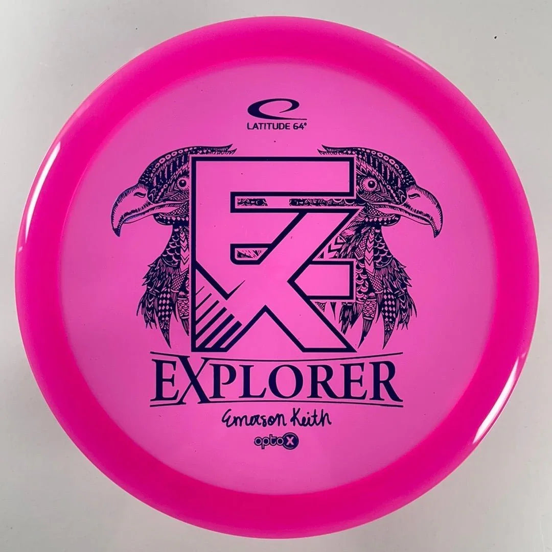 Latitude 64 Explorer | Opto - X | Pink/Blue 176g (Emerson Keith) Disc Golf