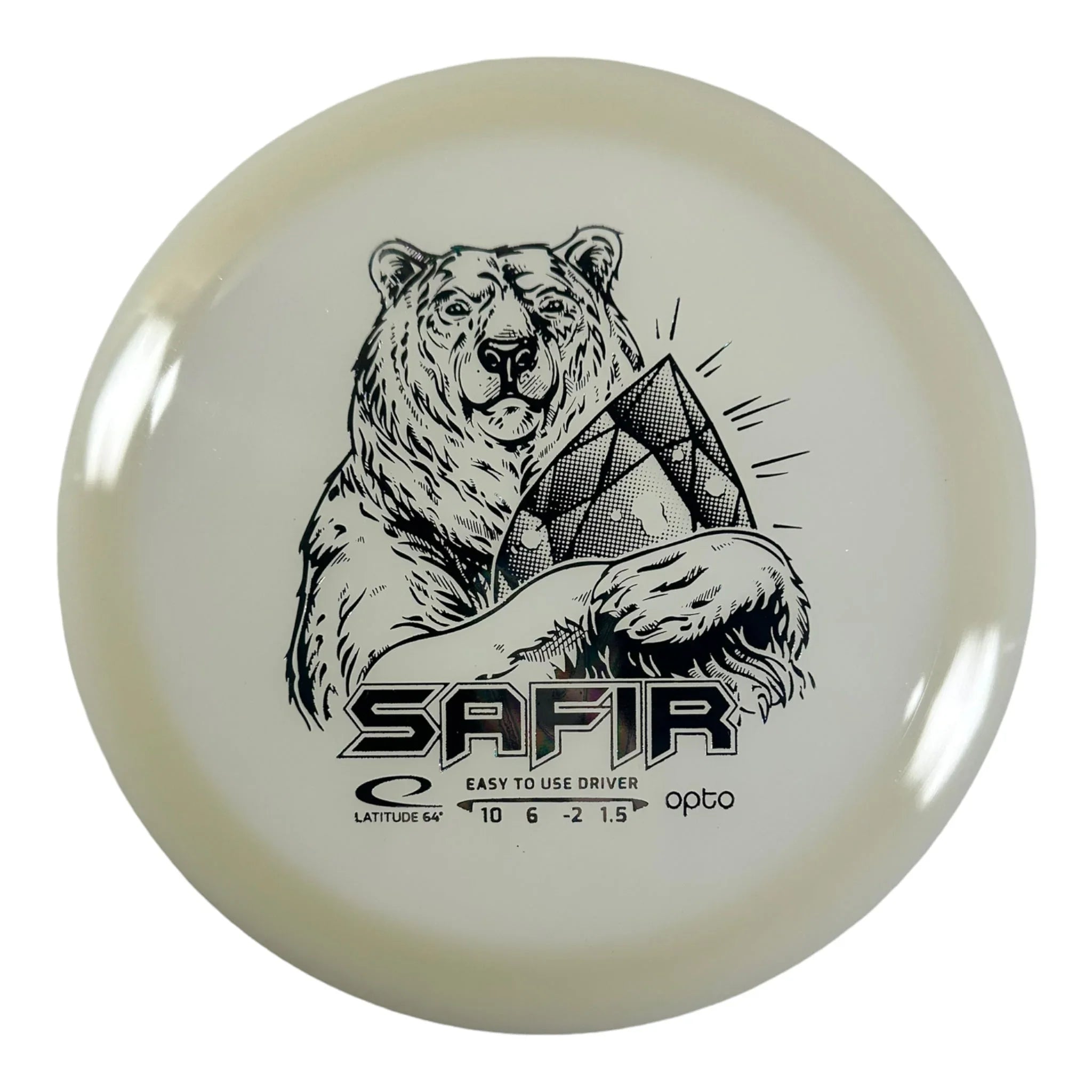 Latitude 64 Sapphire | Opto | White/Oilslick 164 - 165g (Swedish Stamp) Disc Golf