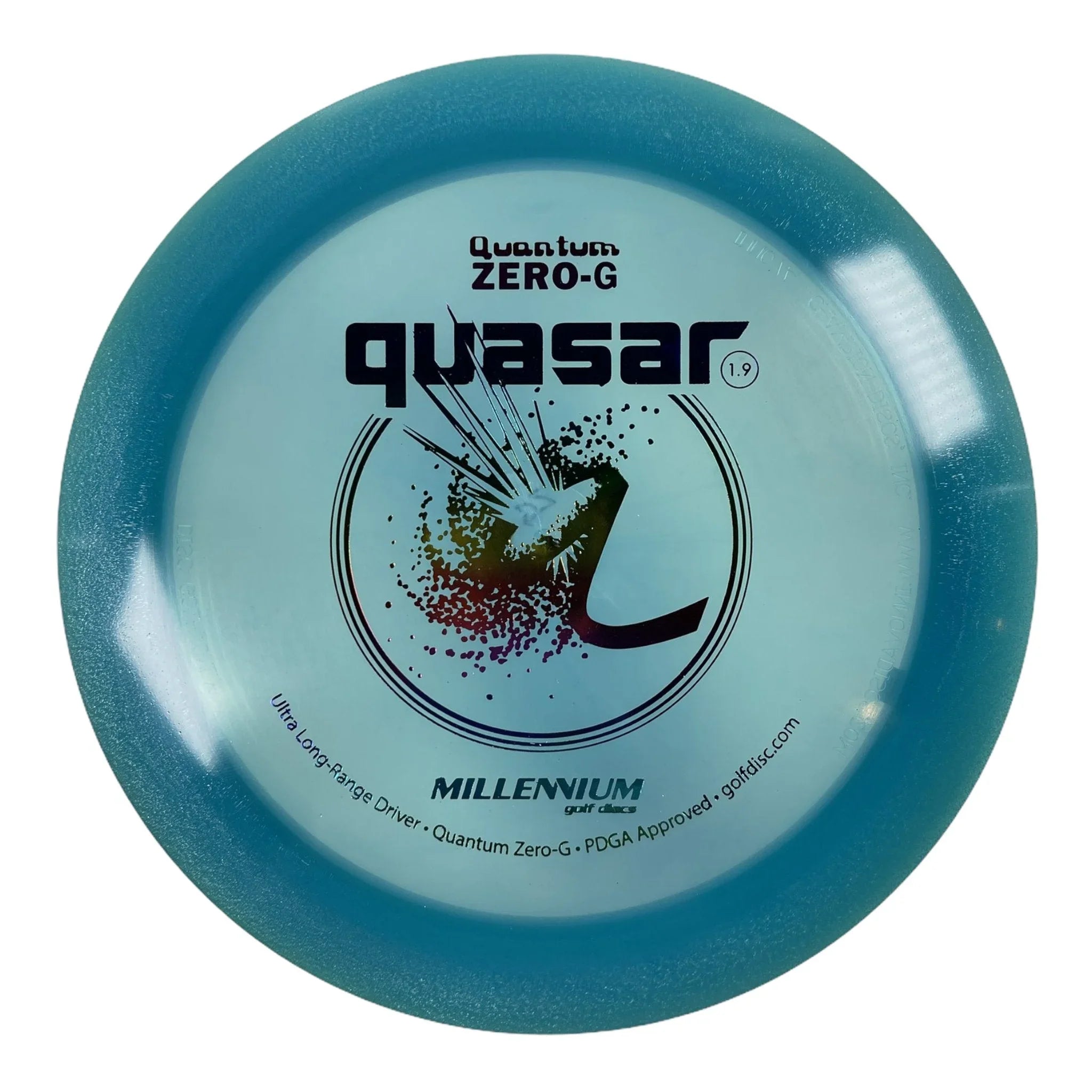Millennium Golf Discs Quasar | Quantum Zero - G | Blue/Rainbow 164g Disc Golf