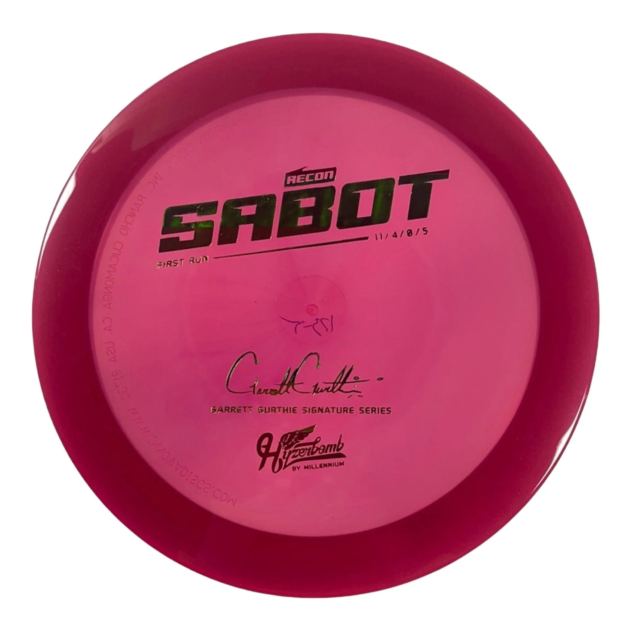 Millennium Golf Discs Sabot | Recon | Pink/Rasta 175g (First Run - Garrett Gurthie) Disc Golf