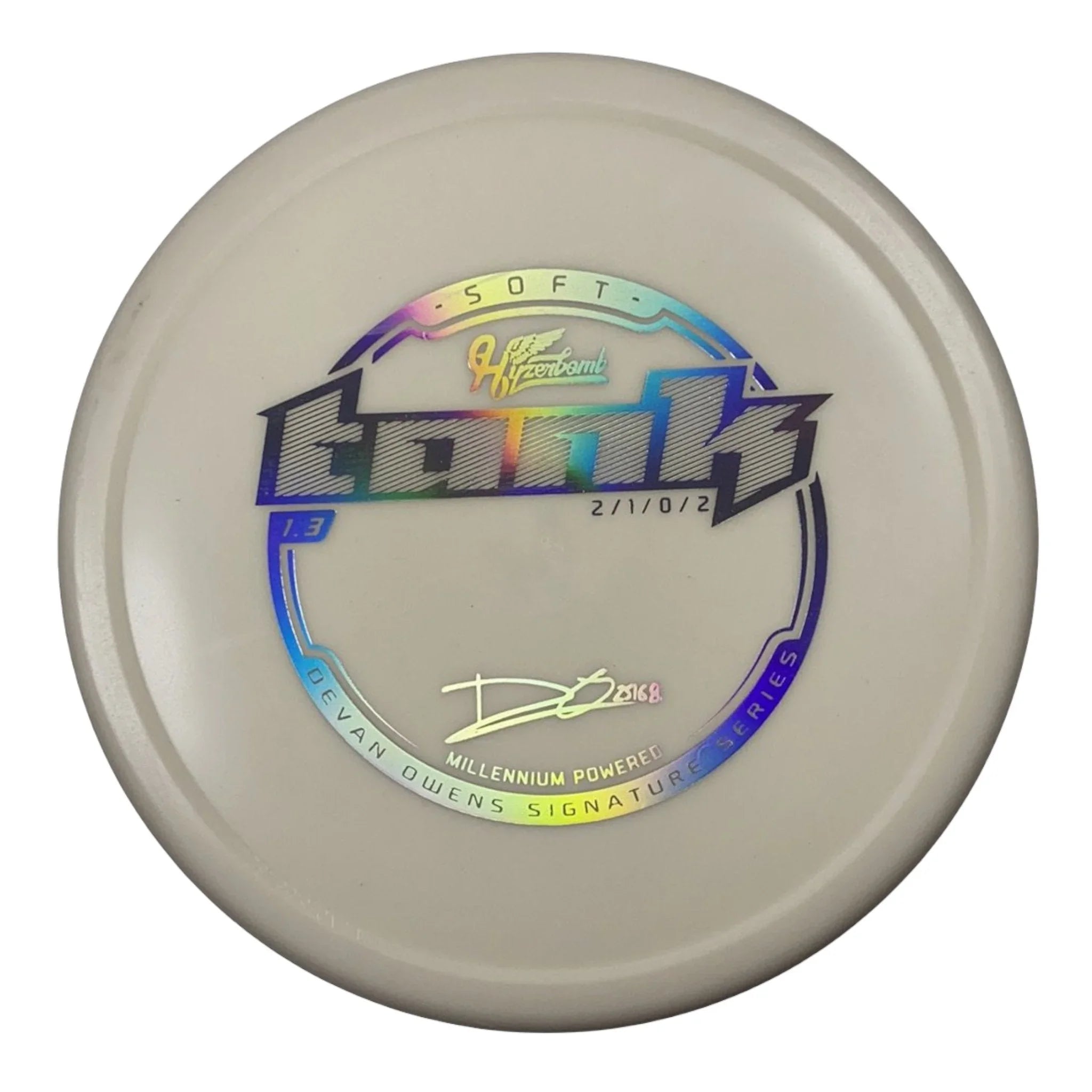 Millennium Golf Discs Tank | Base Soft | White/Holo 166 - 168g (Devan Owens) Disc Golf