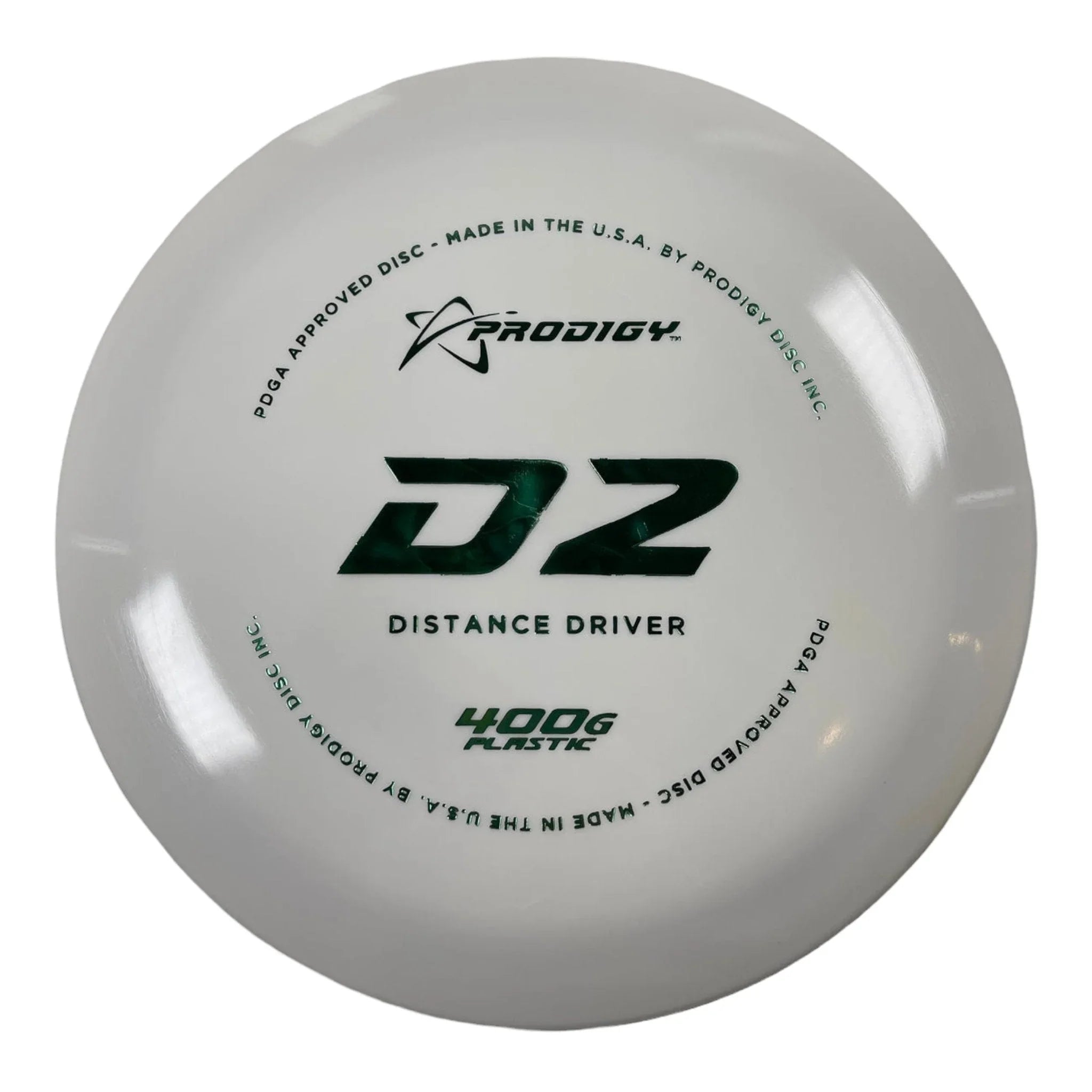 Prodigy Disc D2 | 400G | White/Green 173 - 174g Disc Golf