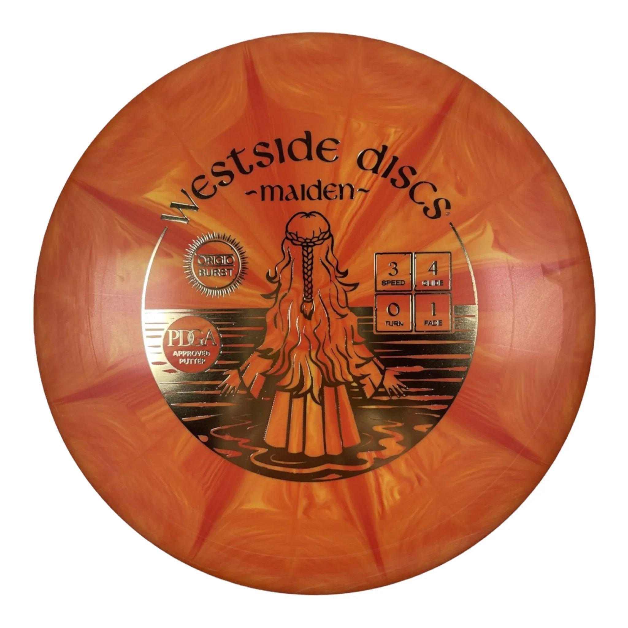 Westside Discs Maiden | Origio Burst | Orange/Gold 176g Disc Golf