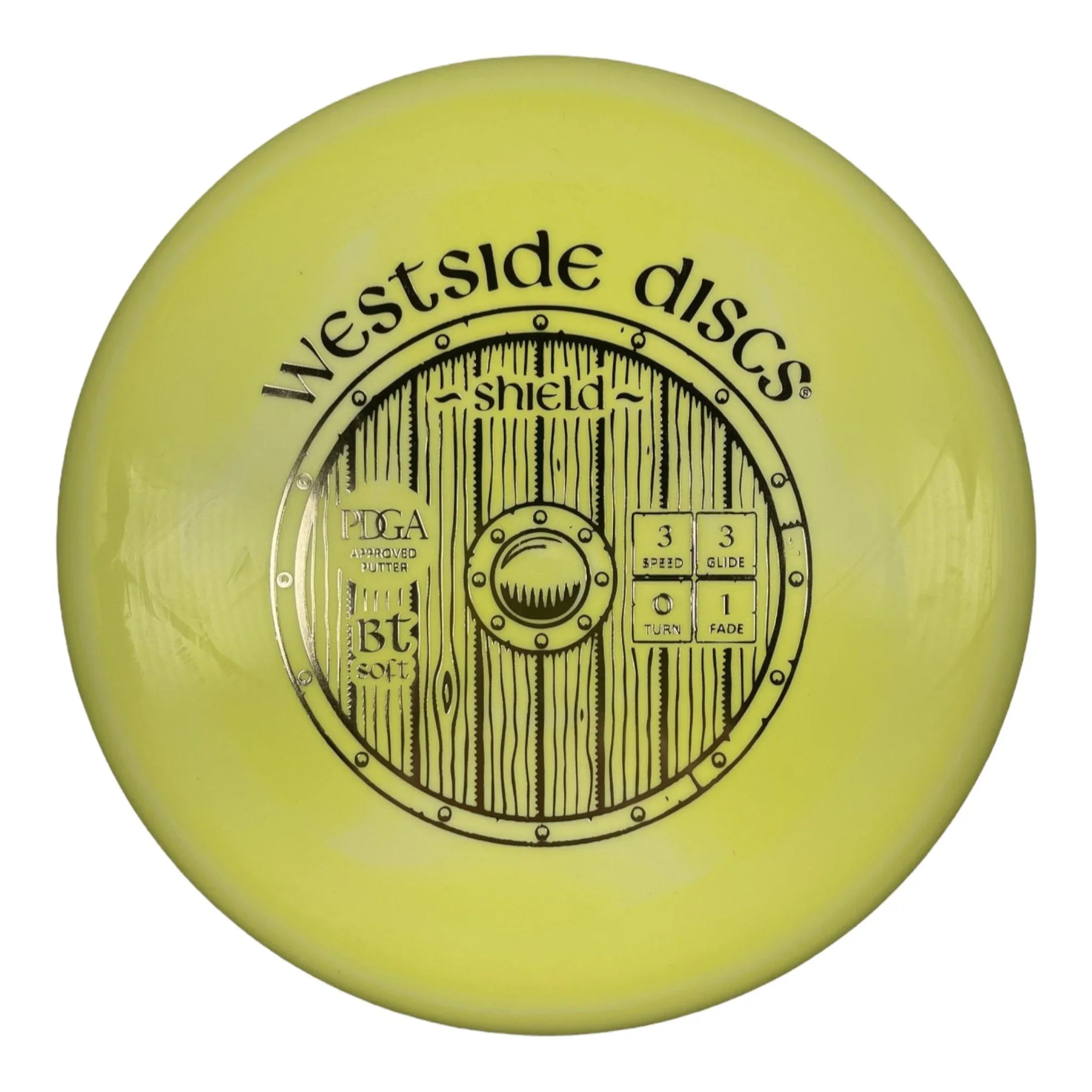 Westside Discs Shield | BT Soft | Yellow/Gold 174 - 175g Disc Golf