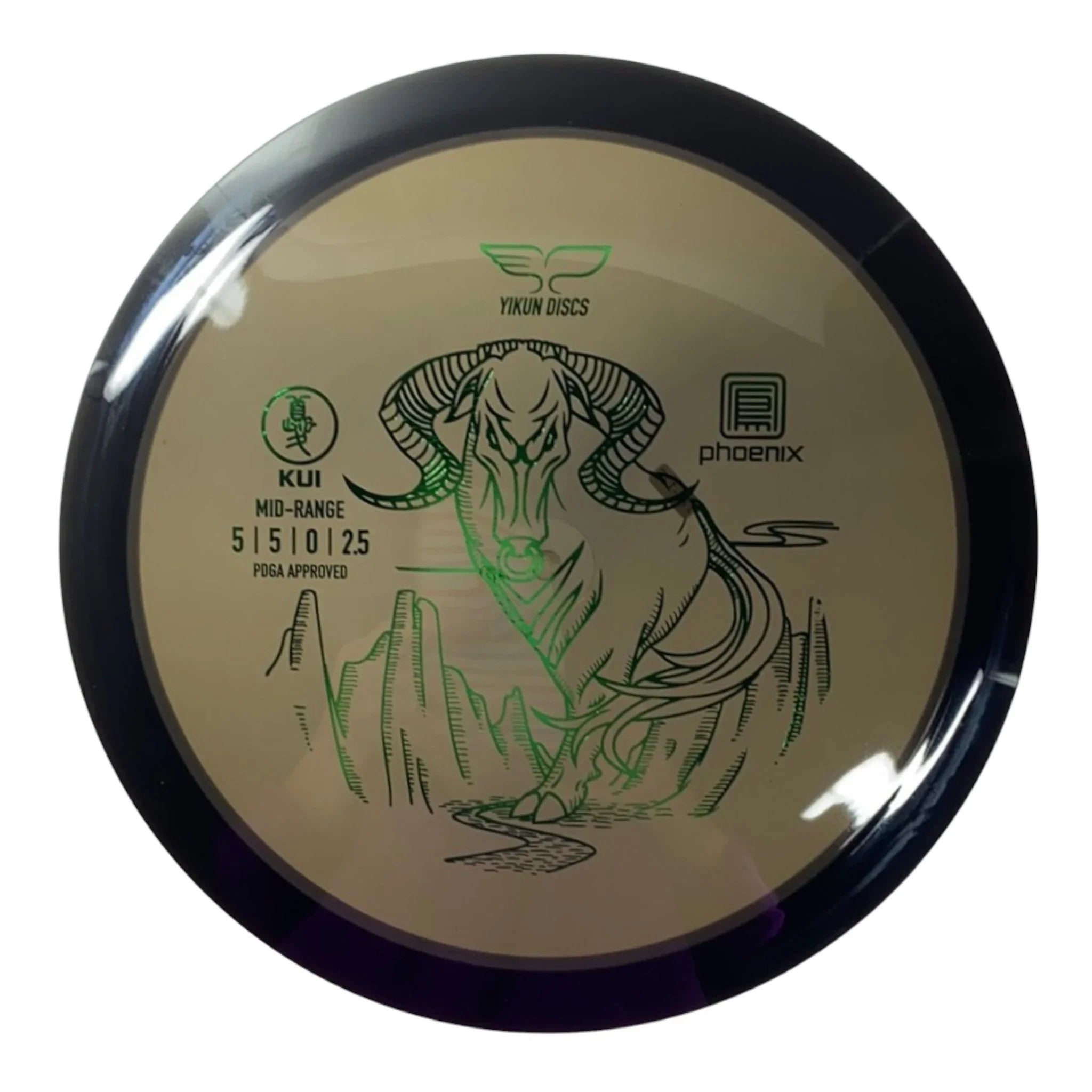 Yikun Discs Kui | Phoenix | Black/Green 175g Disc Golf