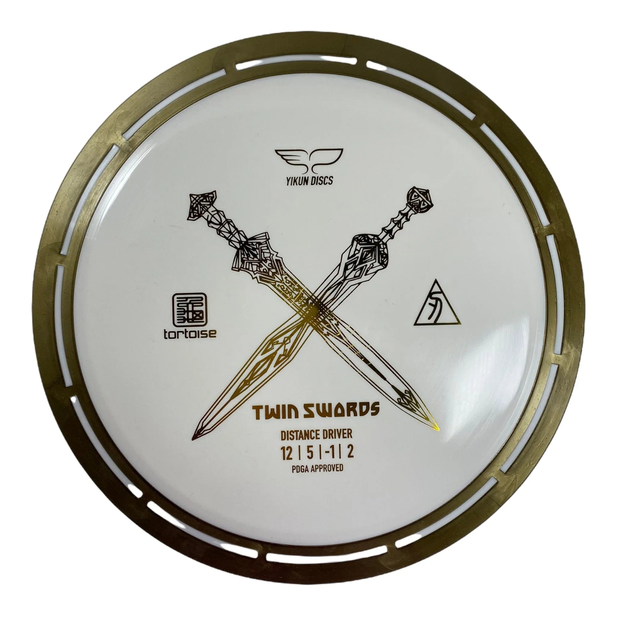 Yikun Discs Twin Swords | Tortoise | White/Gold 169 - 174g Disc Golf