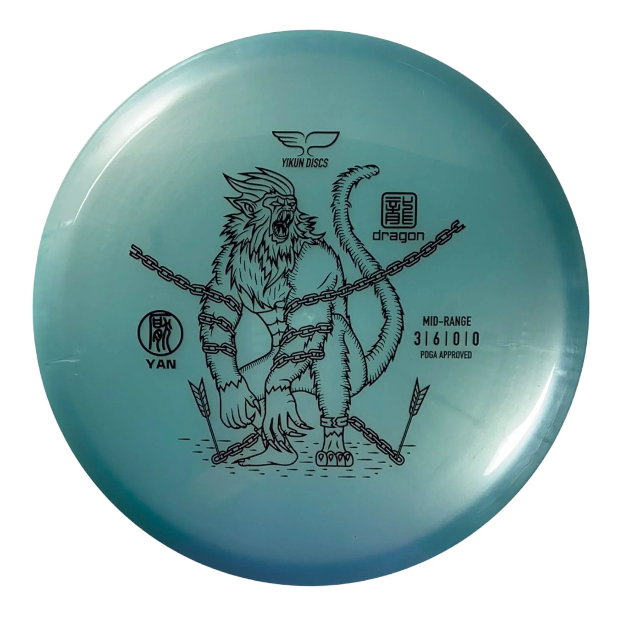 Yikun Discs Yan | Dragon | Blue/Black 176 - 179g Disc Golf