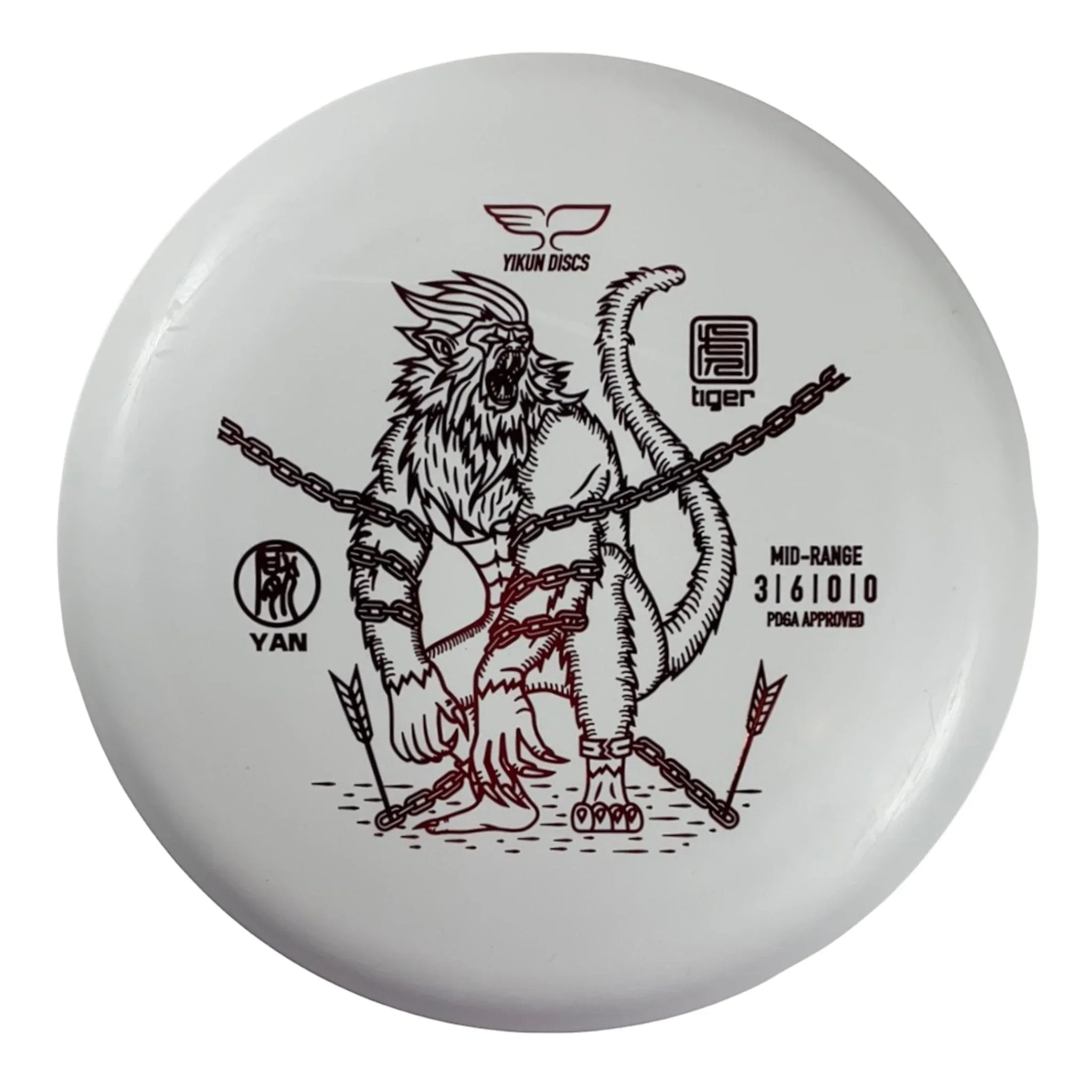 Yikun Discs Yan | Tiger | White/Red 170 - 172g Disc Golf