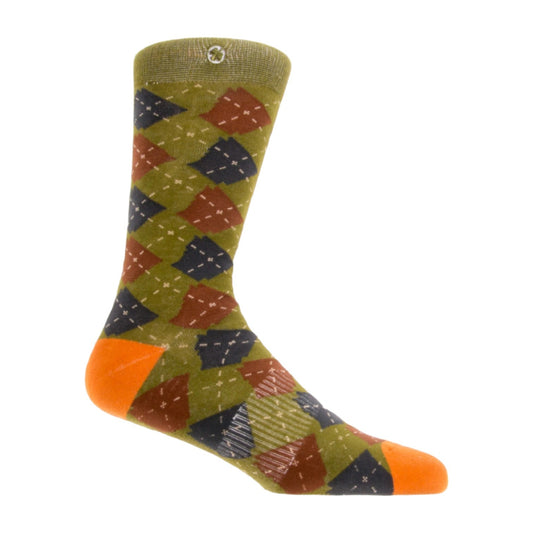 Arkansocks Arkansocks Argyle State Of Mind Sock (Deep Mandarin/Olive) Disc Golf