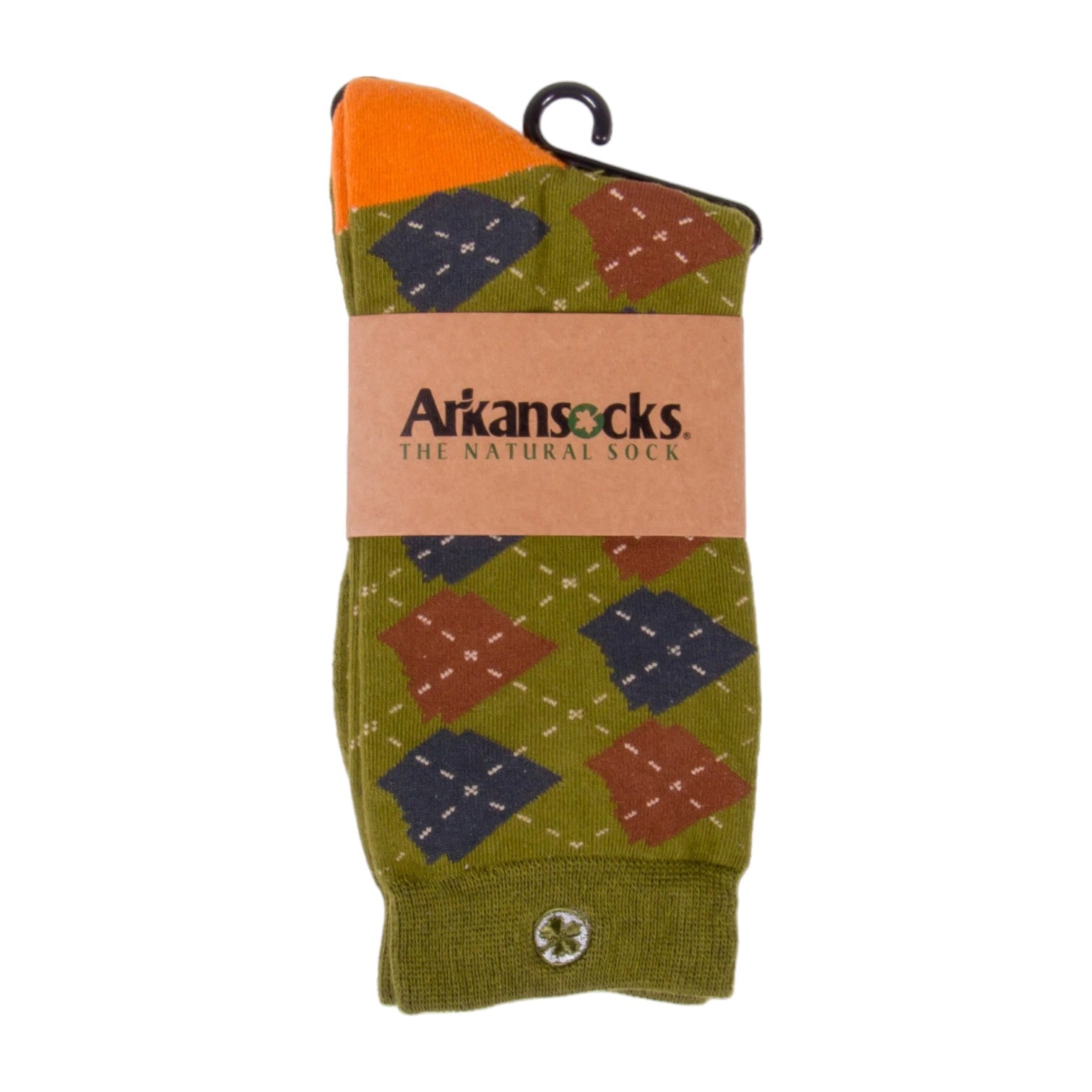 Arkansocks Arkansocks Argyle State Of Mind Sock (Deep Mandarin/Olive) Disc Golf