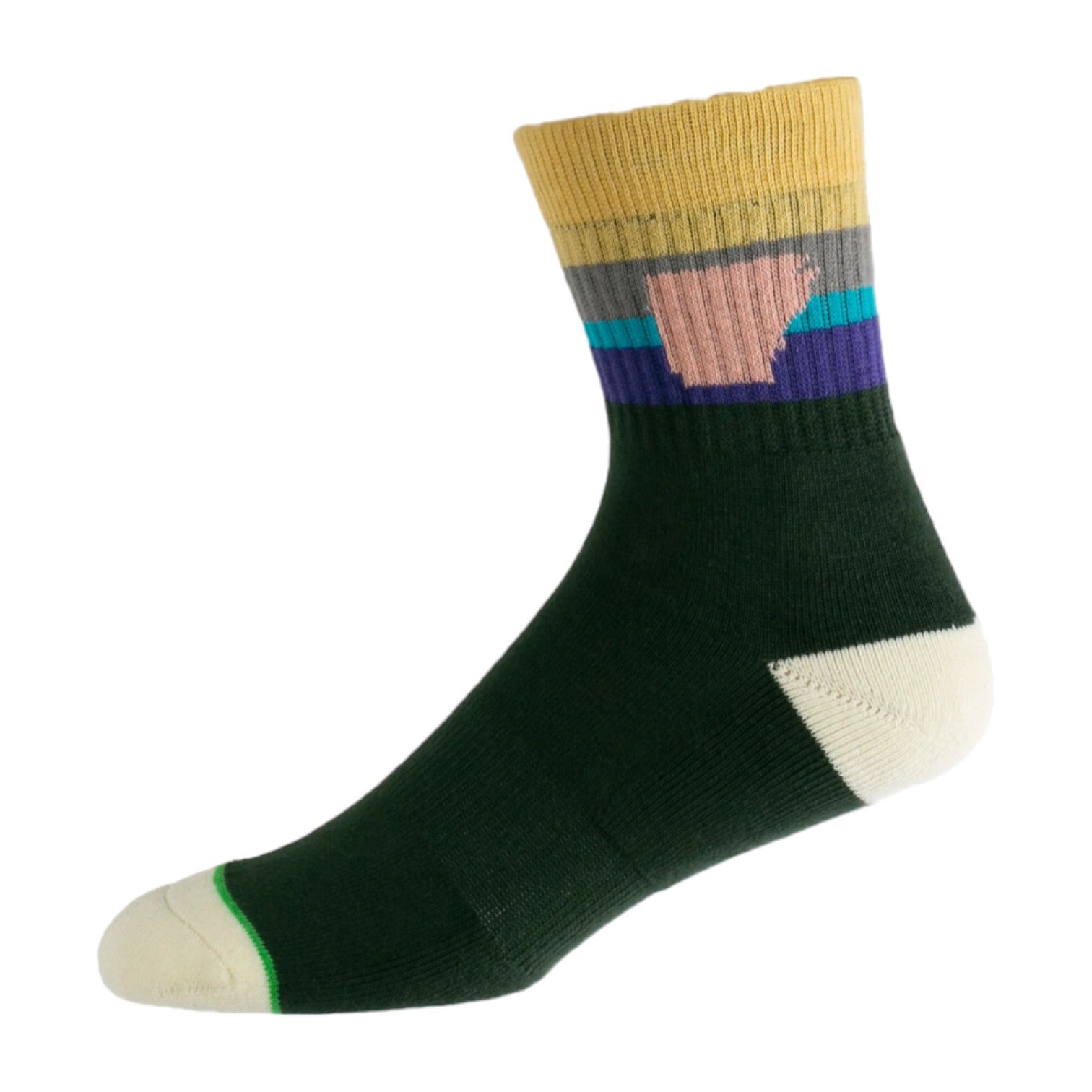 Arkansocks Arkansocks Tailgater Mid Sock (Gorge Green/Lemon - Light Blue) Disc Golf