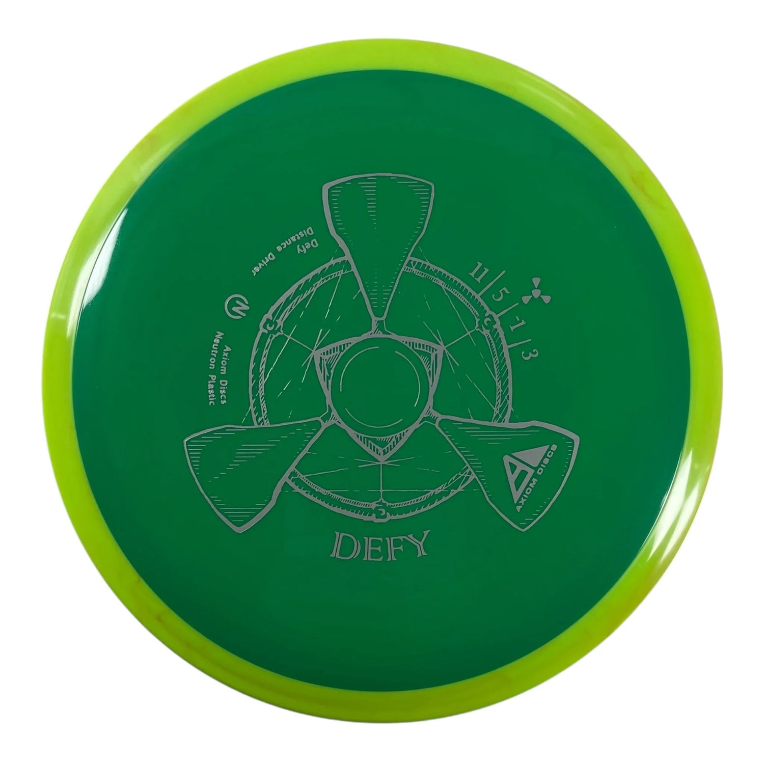 Axiom Discs Defy | Neutron | Green/Yellow 166g Disc Golf