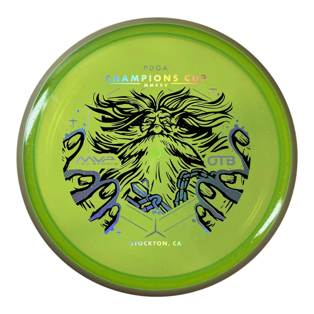 Axiom Discs Hex | Particle Glow Proton | Green/White 177g (OTB CC 2025) Disc Golf