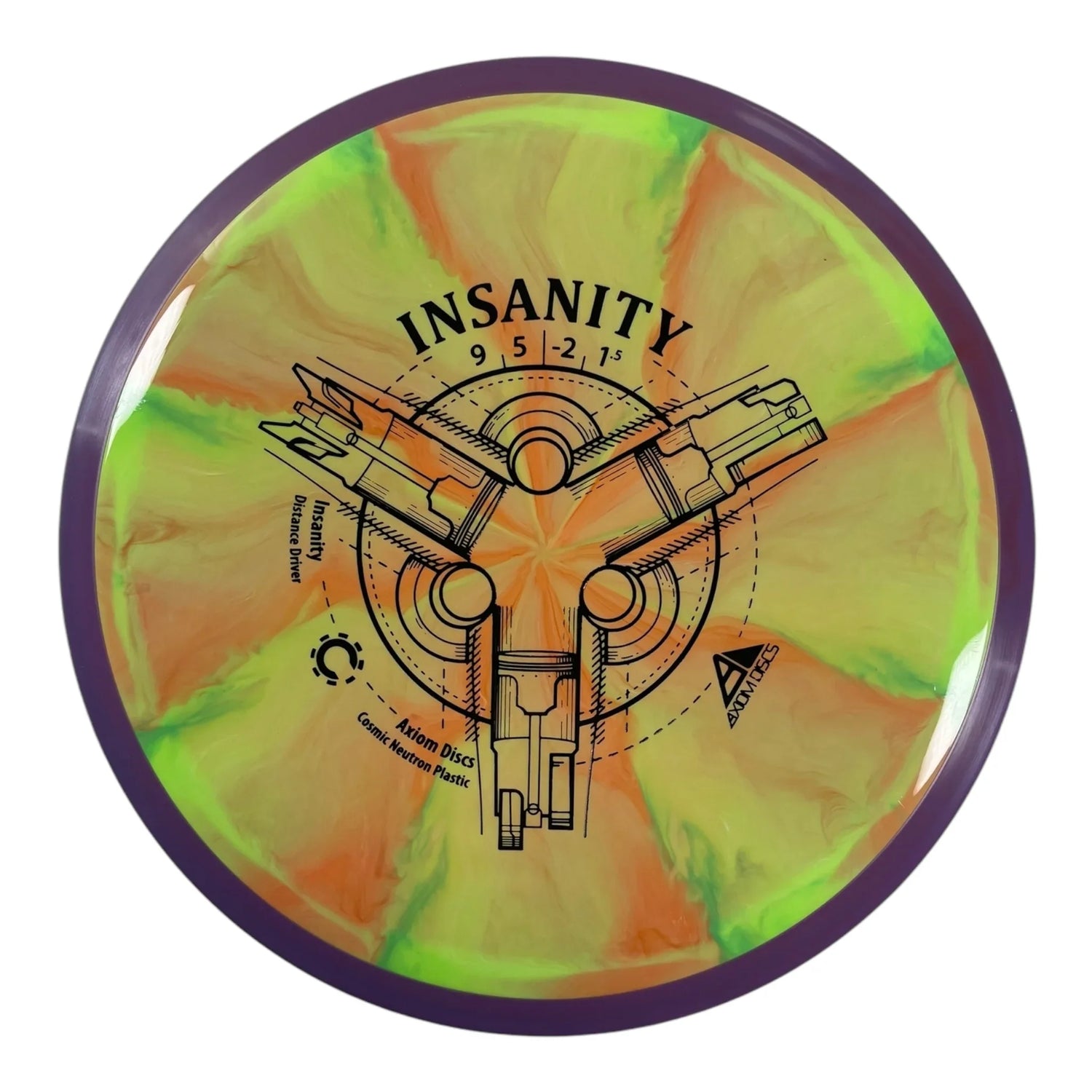 Axiom Discs Insanity | Cosmic Neutron | Green/Purple 170g Disc Golf