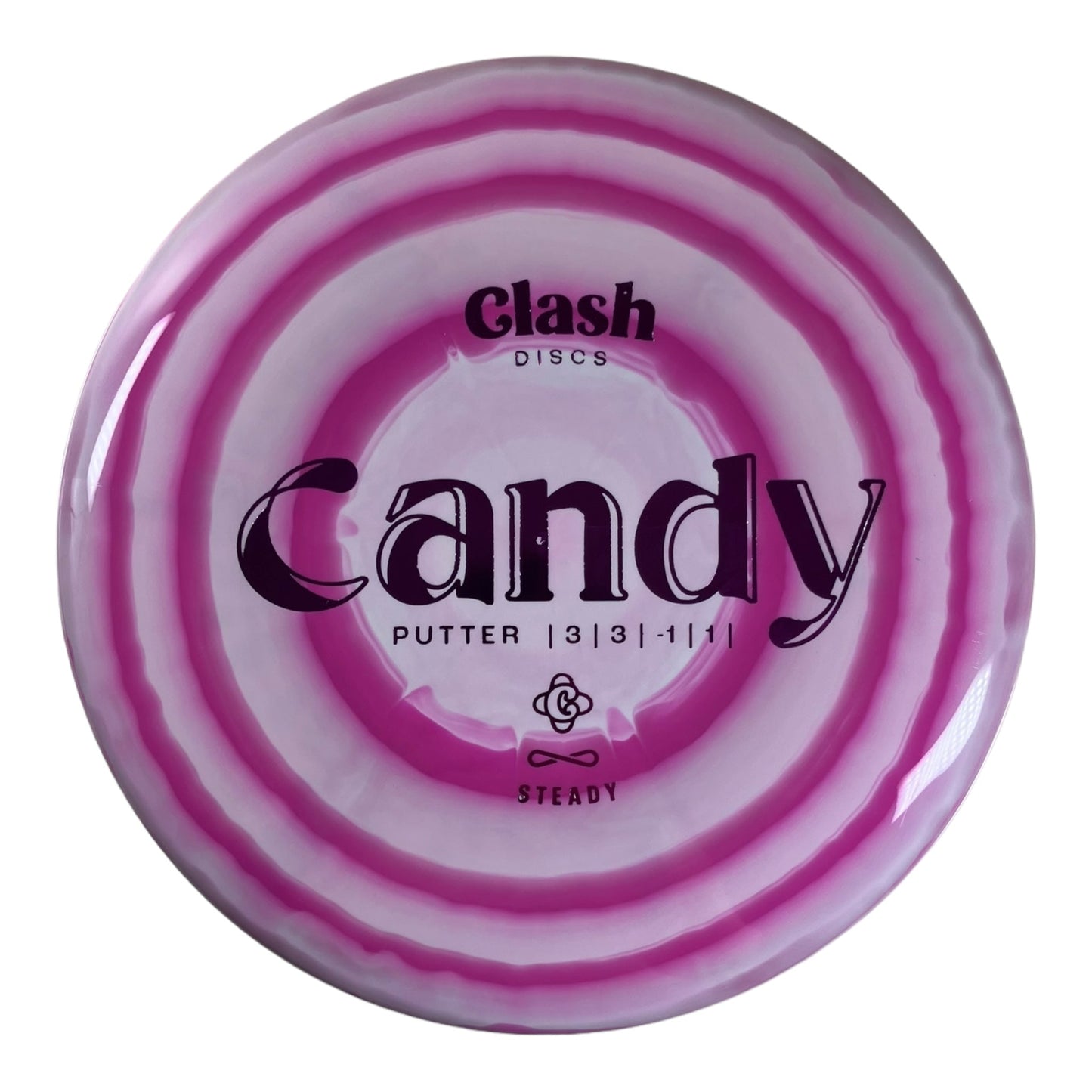 Clash Discs Candy | Steady Ring | Pink/White 168 - 169g Disc Golf