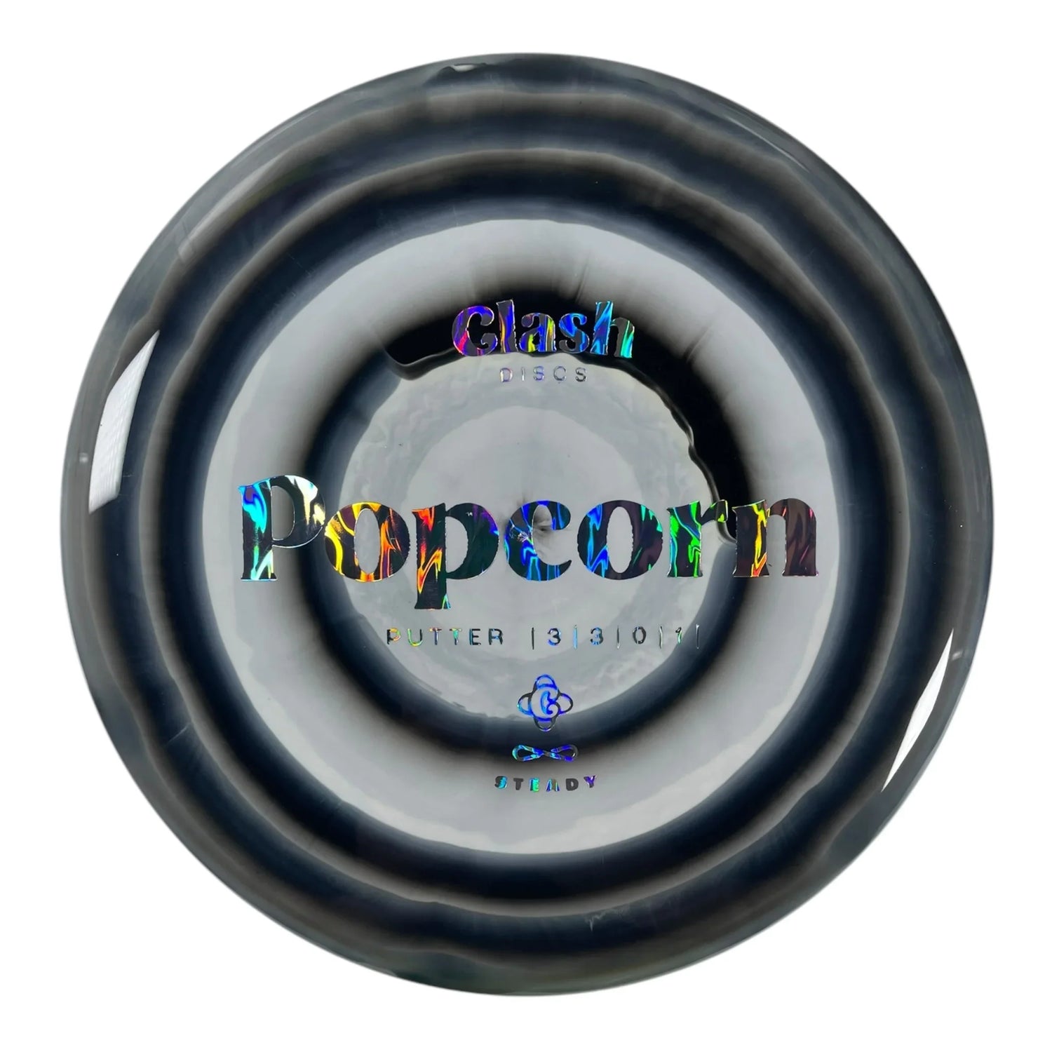 Clash Discs Popcorn | Steady Ring | Black/Holo 176g Disc Golf