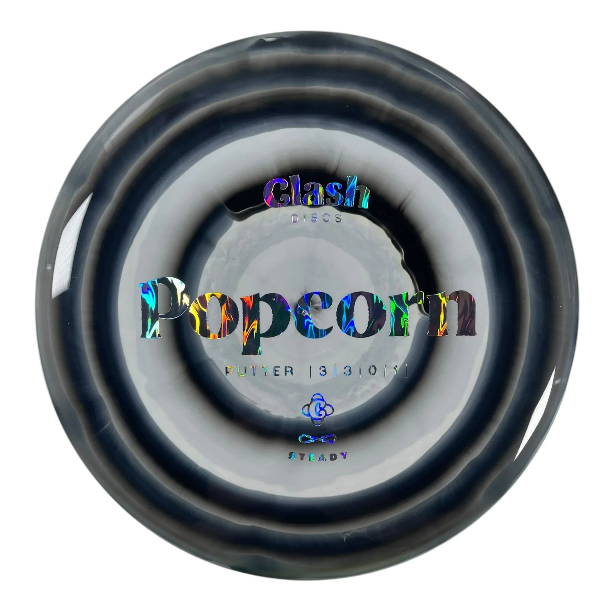 Clash Discs Popcorn | Steady Ring | Black/Holo 176g Disc Golf