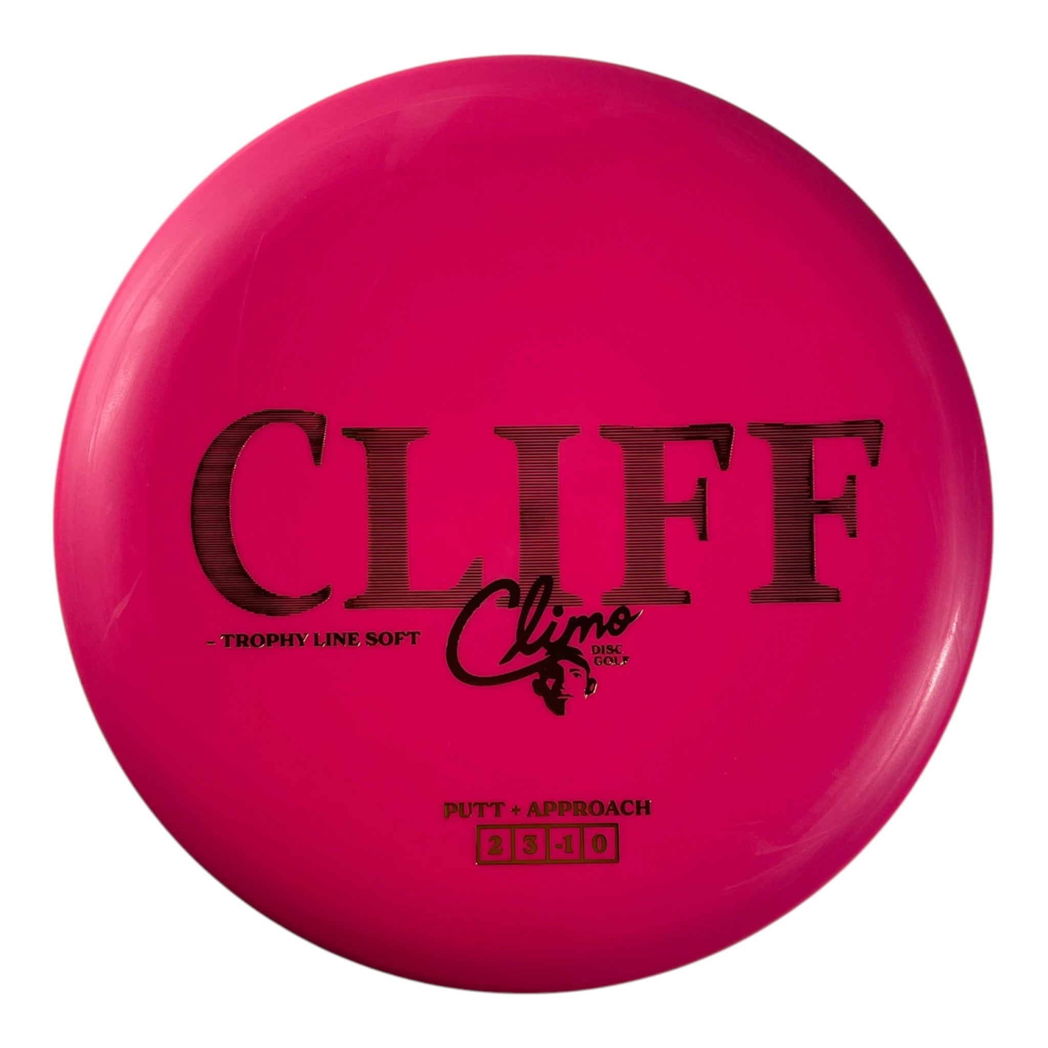 Climo Disc Golf Cliff | Soft Trophy Line | Pink/Gold 172g Disc Golf