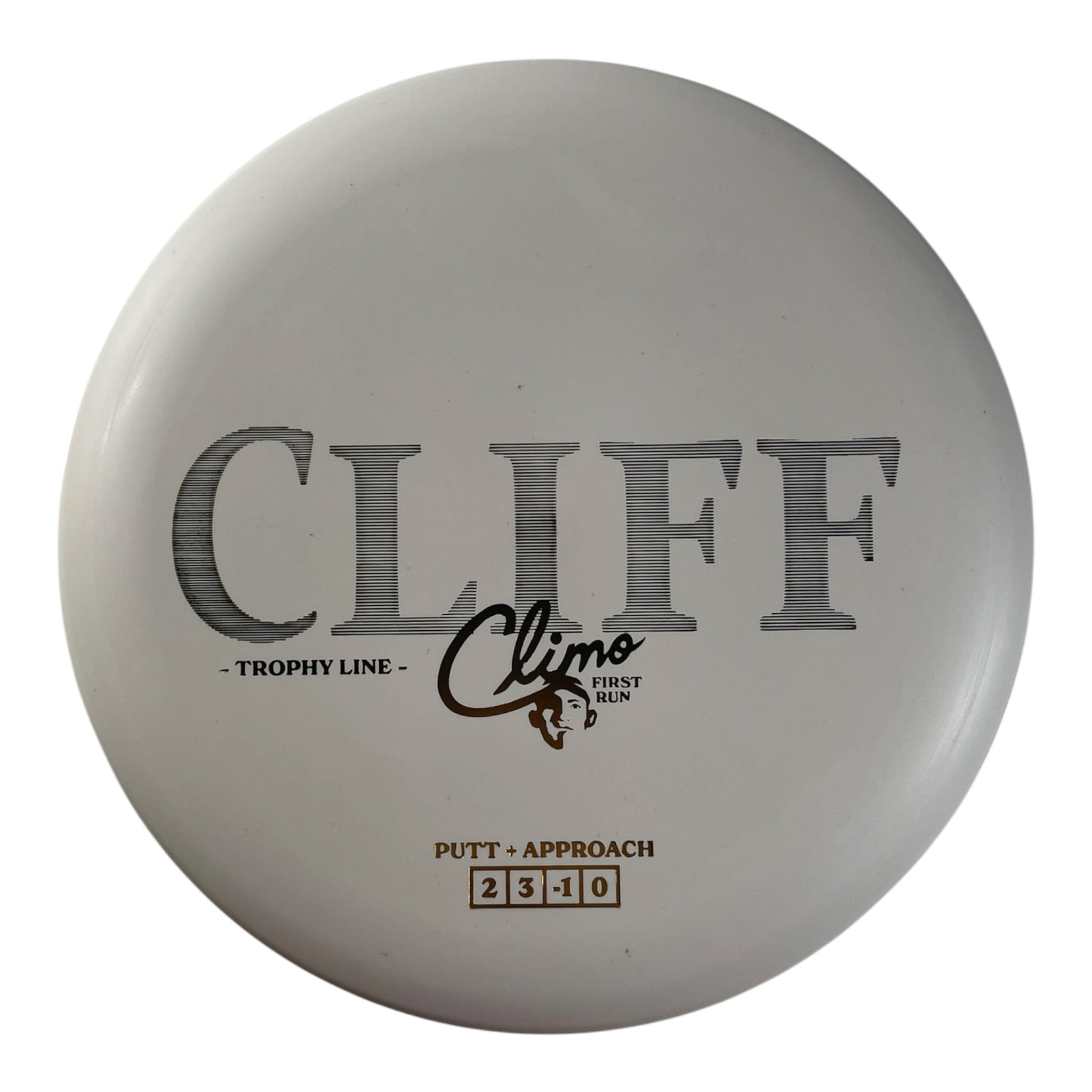 Climo Disc Golf Cliff | Trophy Line | White/Gold 170-171g Disc Golf