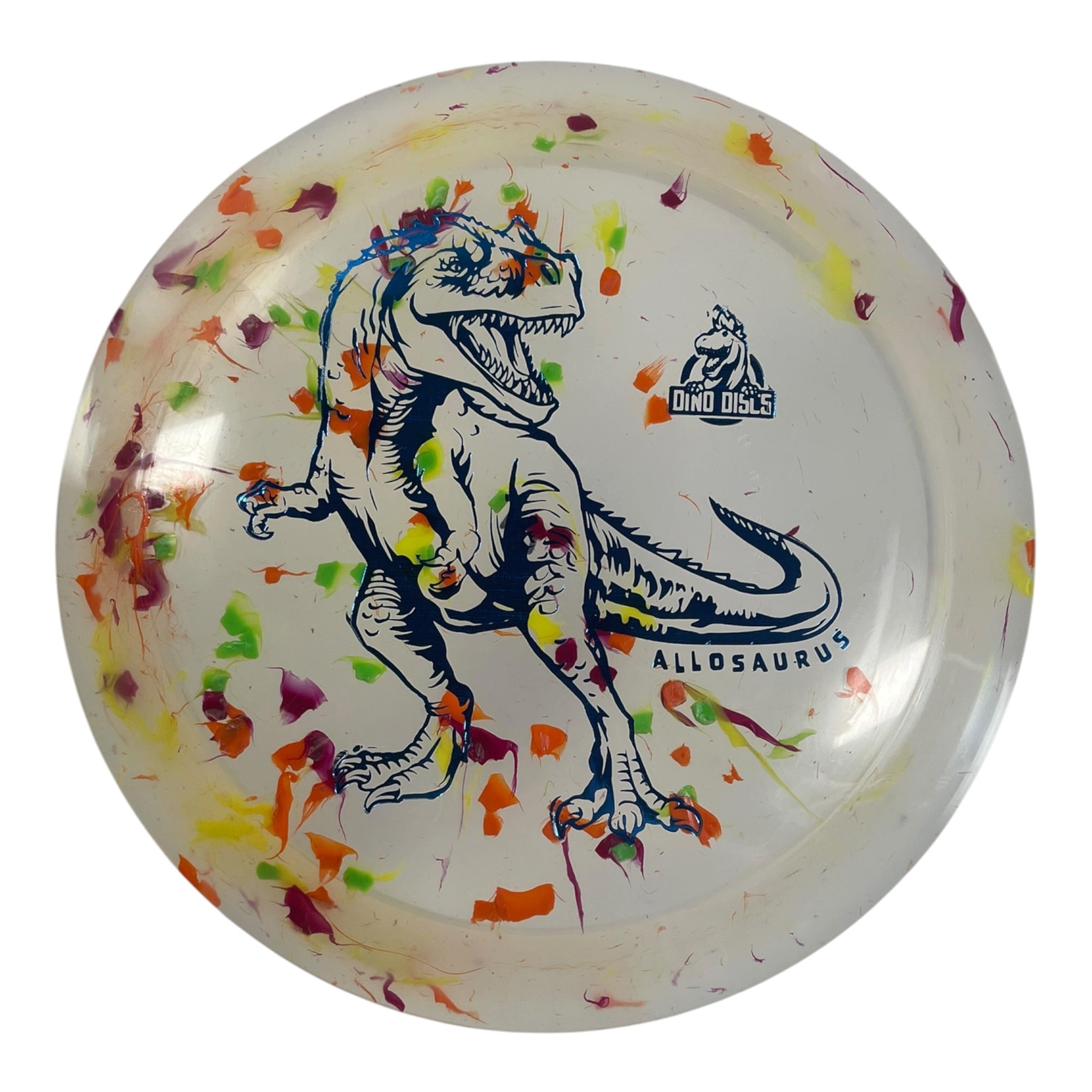 Dino Discs Allosaurus | Egg Shell | Clear/Blue 126-127g Disc Golf