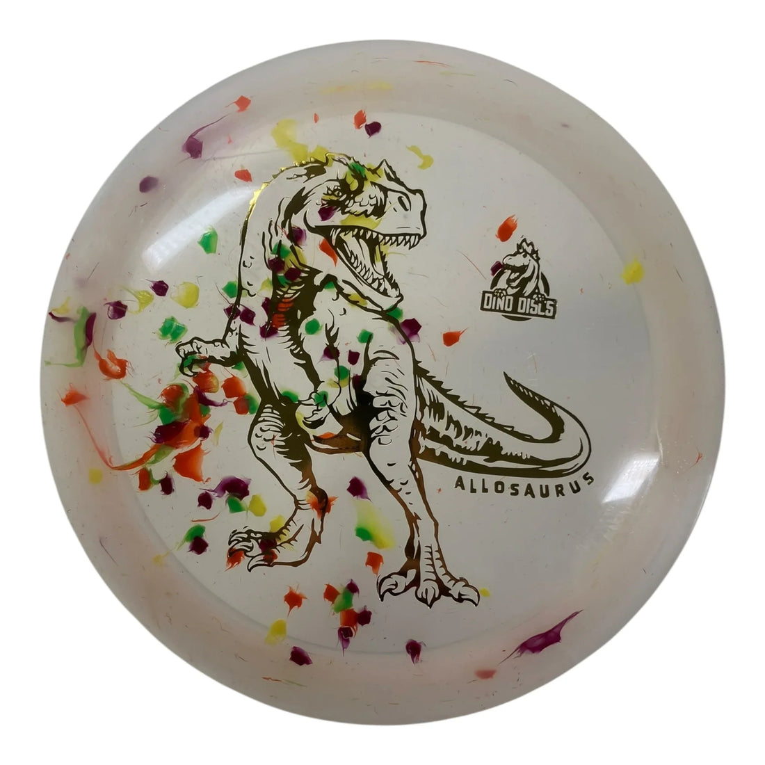 Dino Discs Allosaurus | Egg Shell | Clear/Gold 122-124g Disc Golf