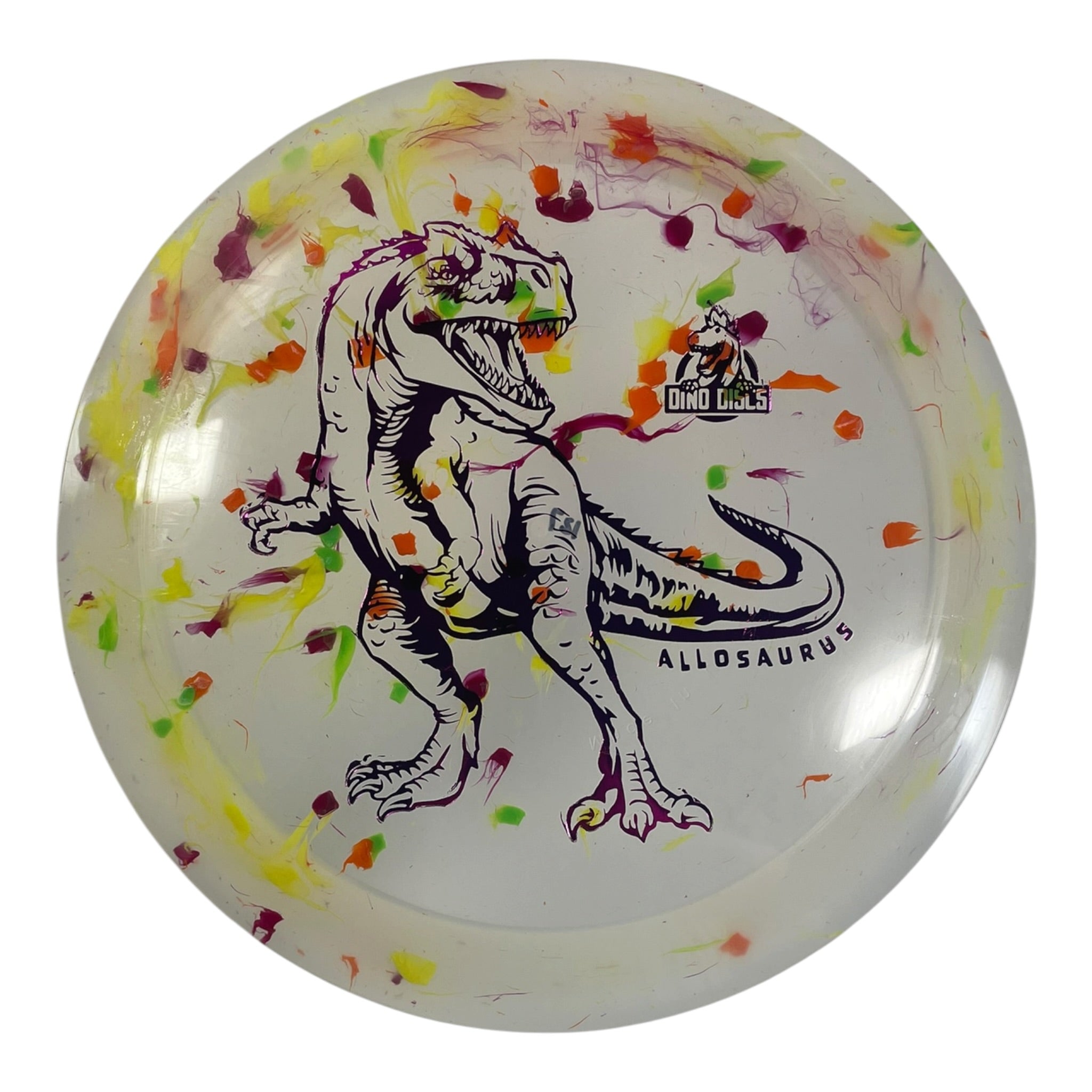 Dino Discs Allosaurus | Egg Shell | Clear/Pink 127g Disc Golf