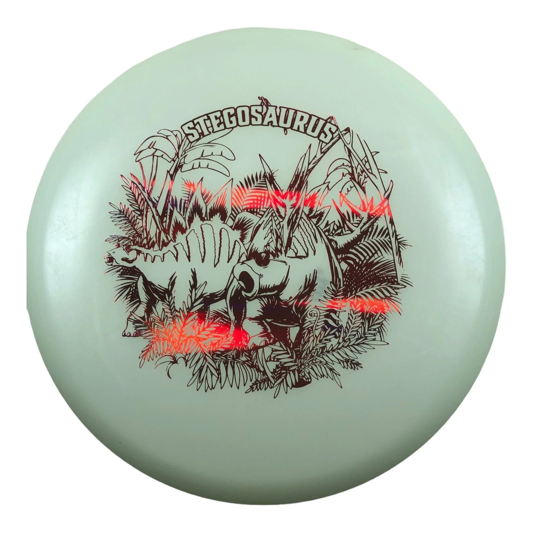 Dino Discs Stegosaurus | Egg Shell Glow | White/Red 123g Disc Golf
