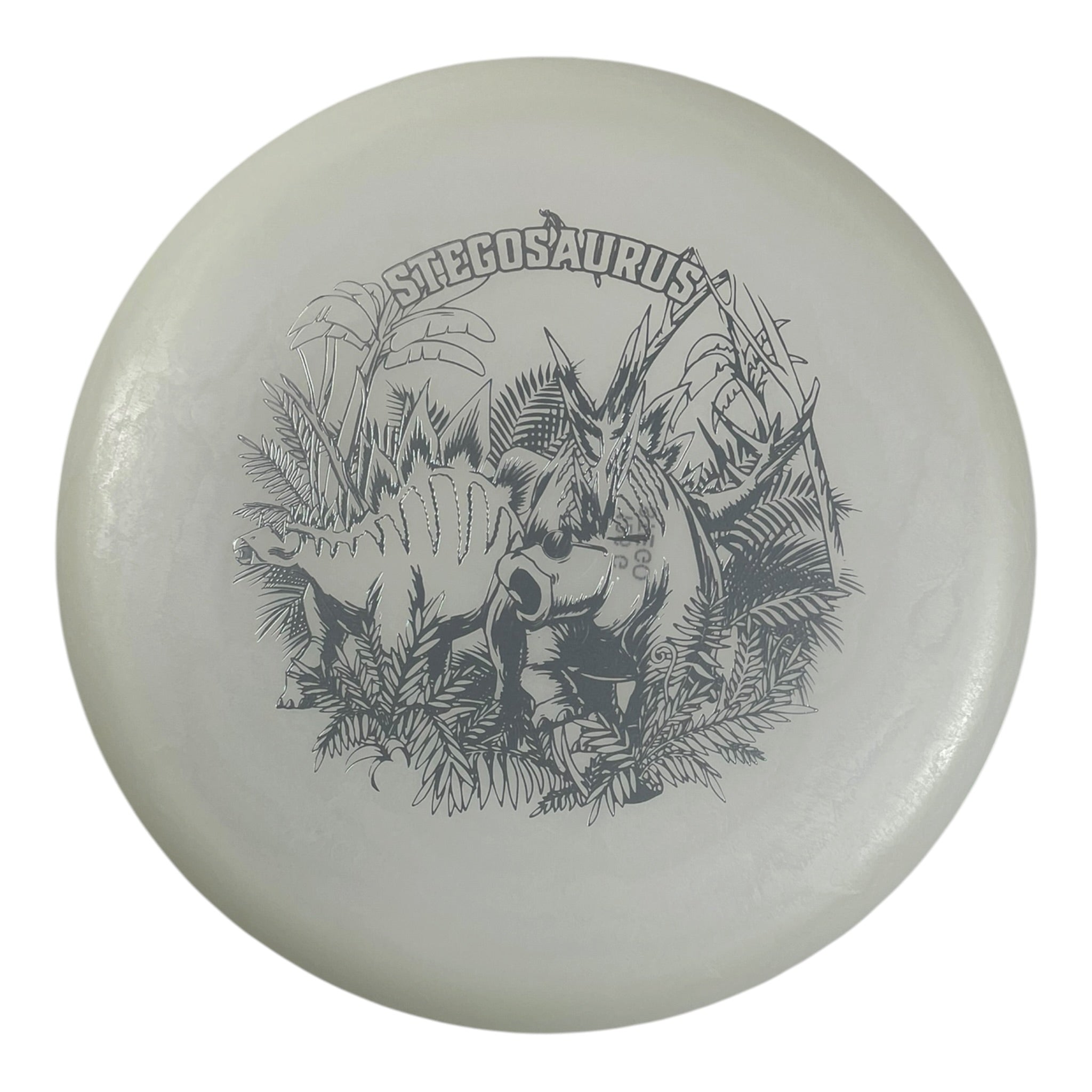 Dino Discs Stegosaurus | Egg Shell Glow | White/Silver 126g Disc Golf