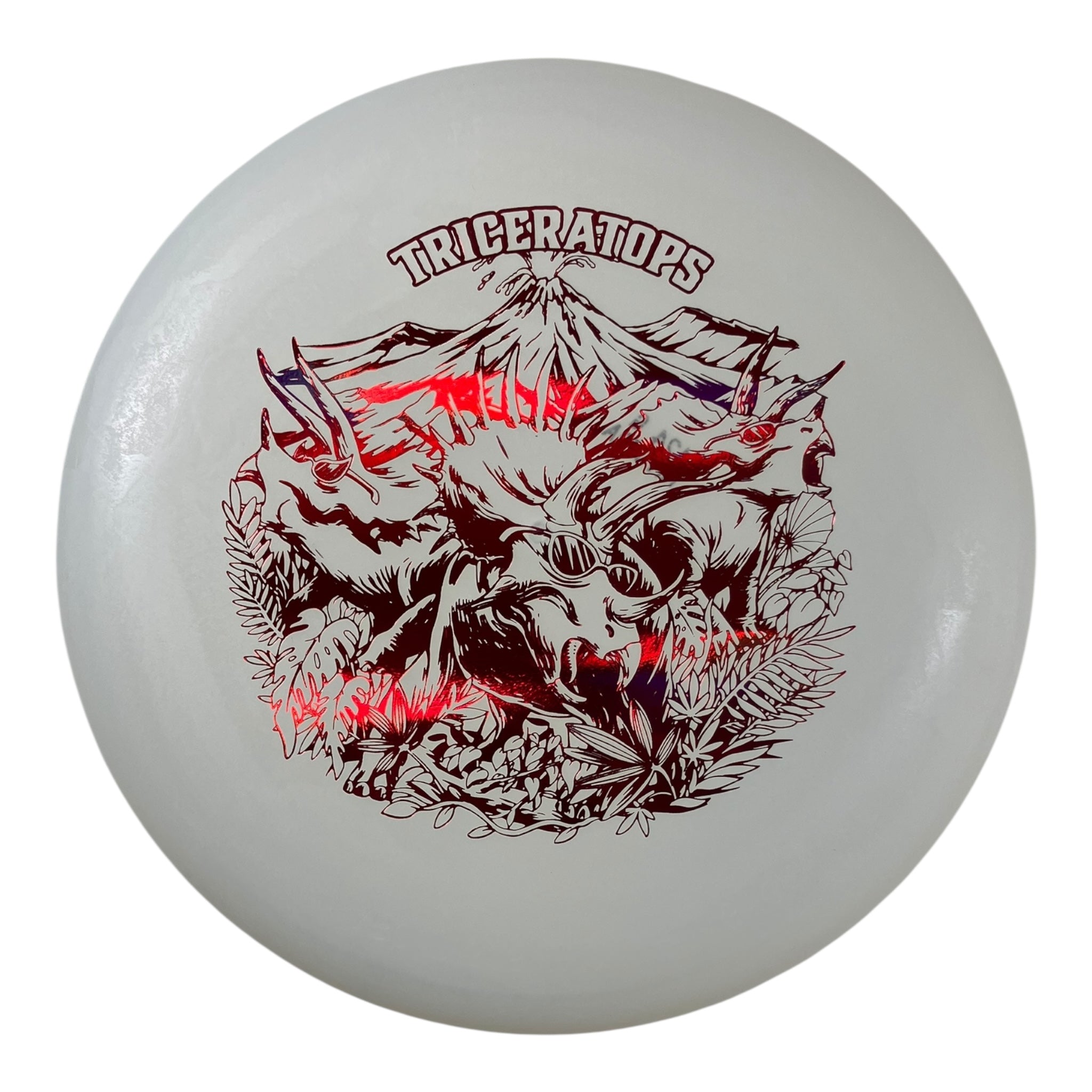 Dino Discs Triceratops | Egg Shell Glow | White/Red 124g Disc Golf
