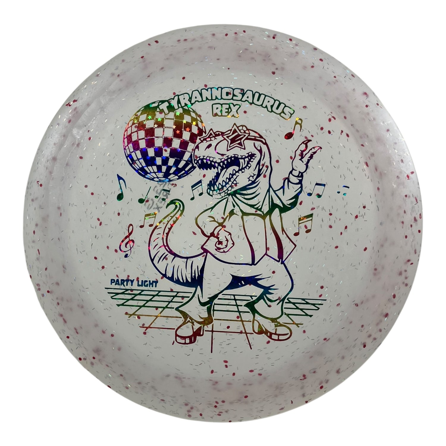 Dino Discs Tyrannosaurus Rex | Party Light | White/Rainbow 123g Disc Golf