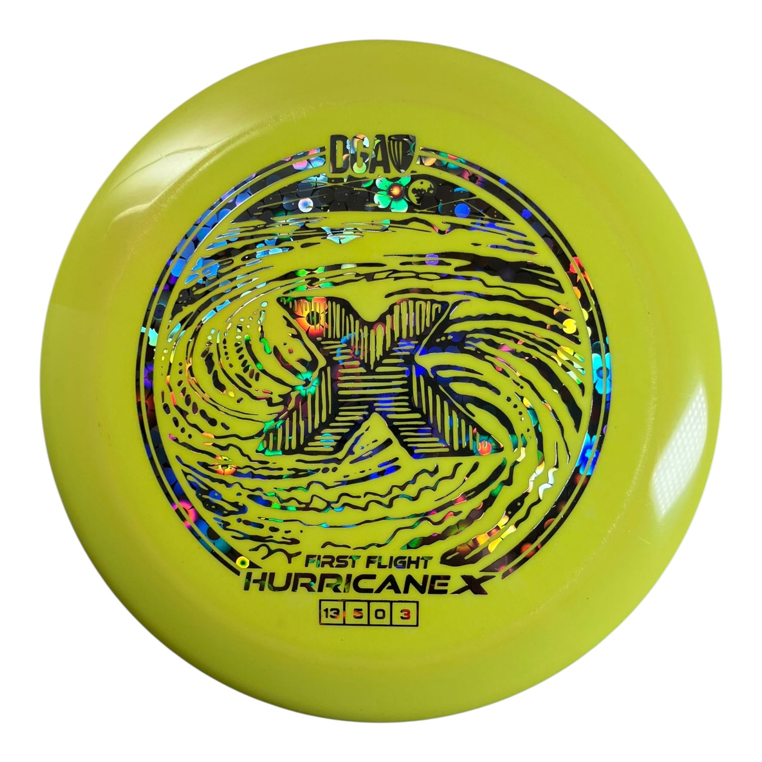 Disc Golf Association Hurricane X | LE Swirl | Yellow/Flowers 172g (First Flight) Disc Golf