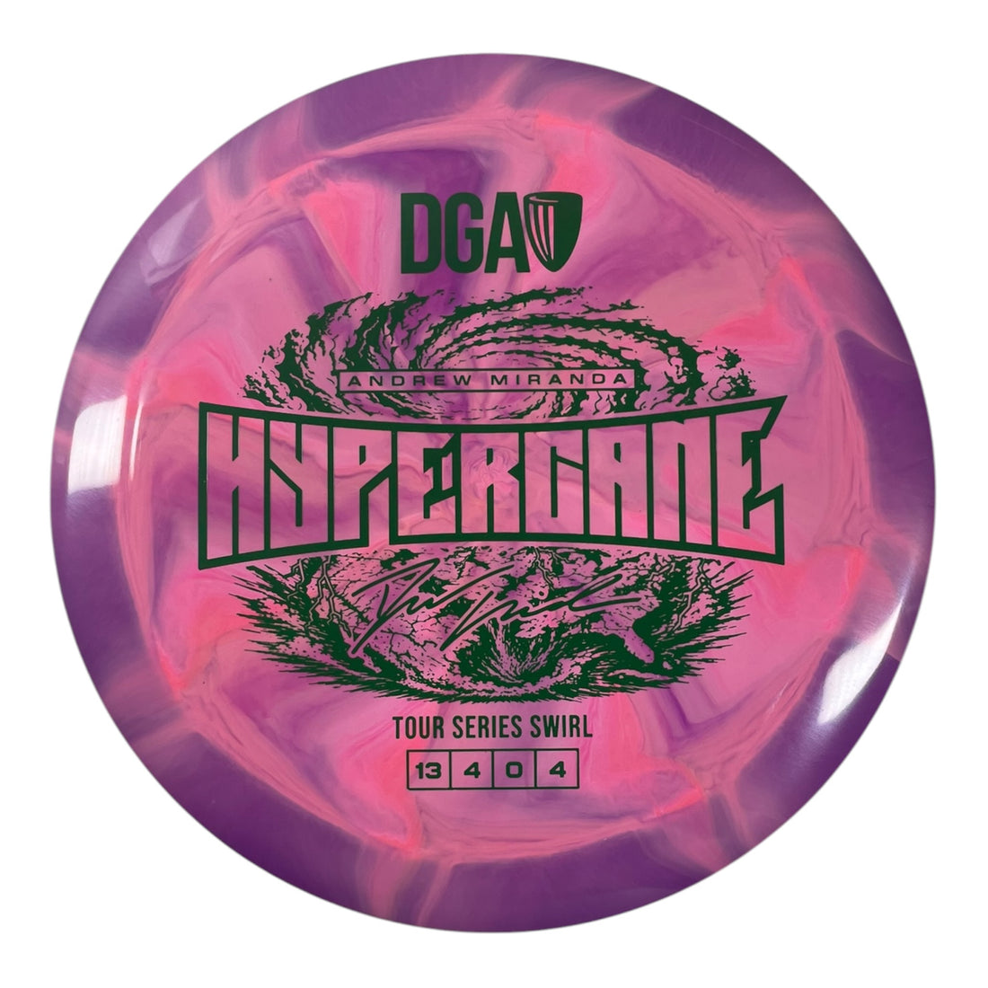 Disc Golf Association Hypercane | Tour Series Swirl | Pink/Green 174g (Andrew Miranda) Disc Golf