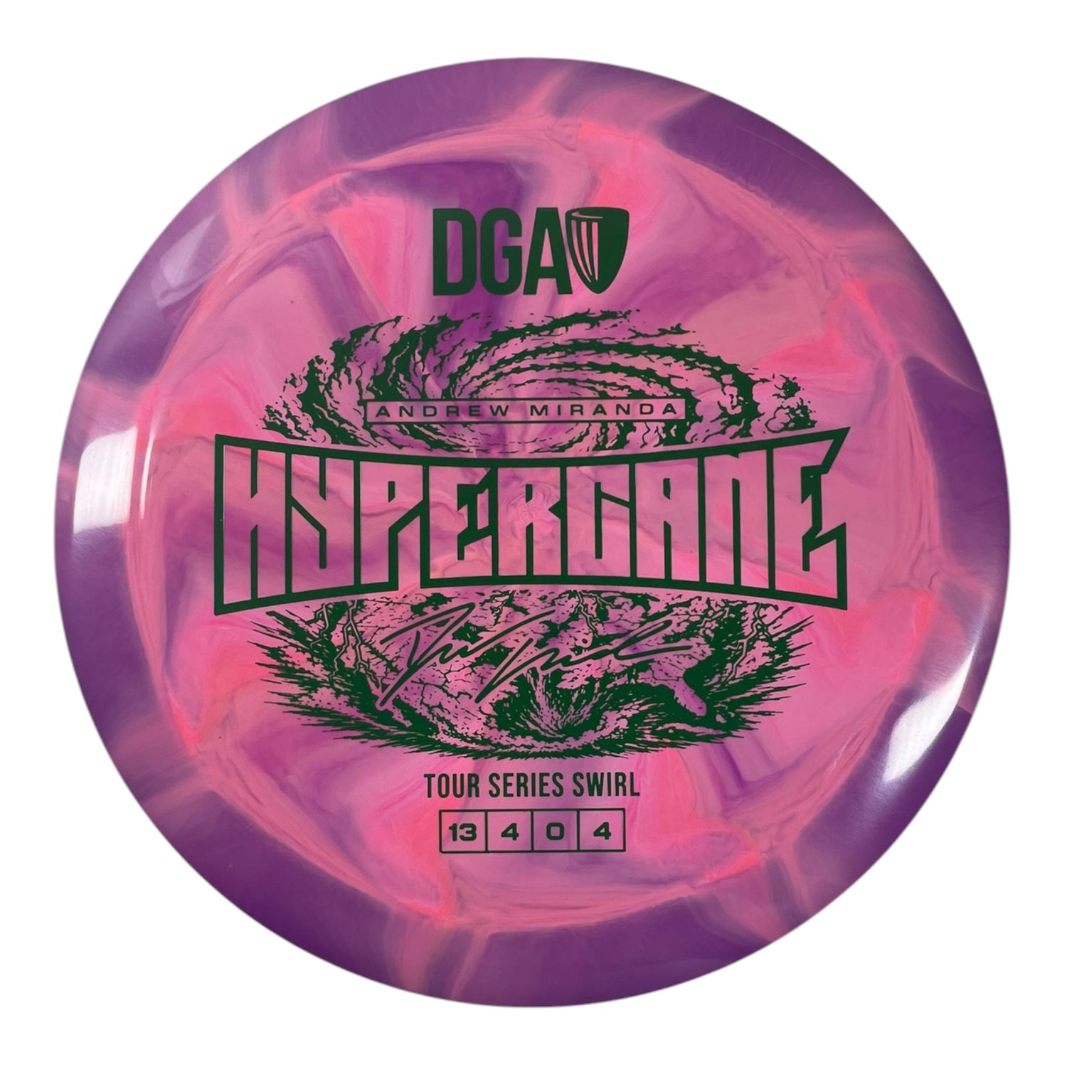 Disc Golf Association Hypercane | Tour Series Swirl | Pink/Green 174g (Andrew Miranda) Disc Golf