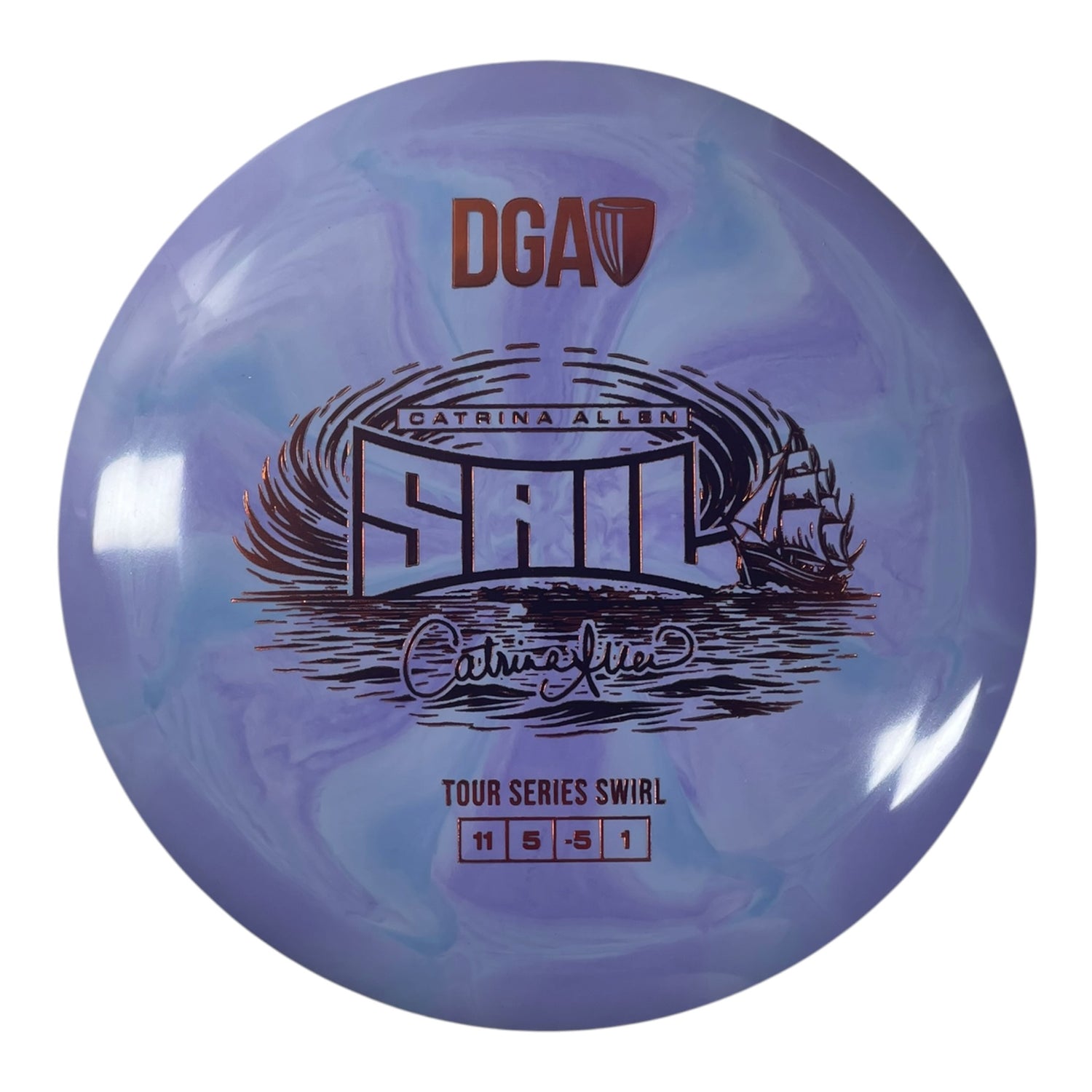Disc Golf Association Sail | Tour Series Swirl | Purple/Orange 174g (Catrina Allen) Disc Golf