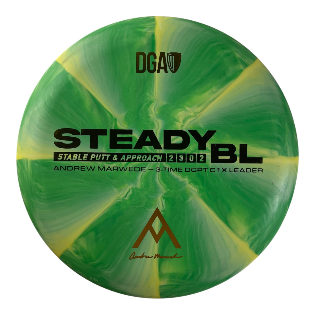 Disc Golf Association Steady BL | Stone Swirl | Green/Gold 170g (Andrew Marwede) Disc Golf