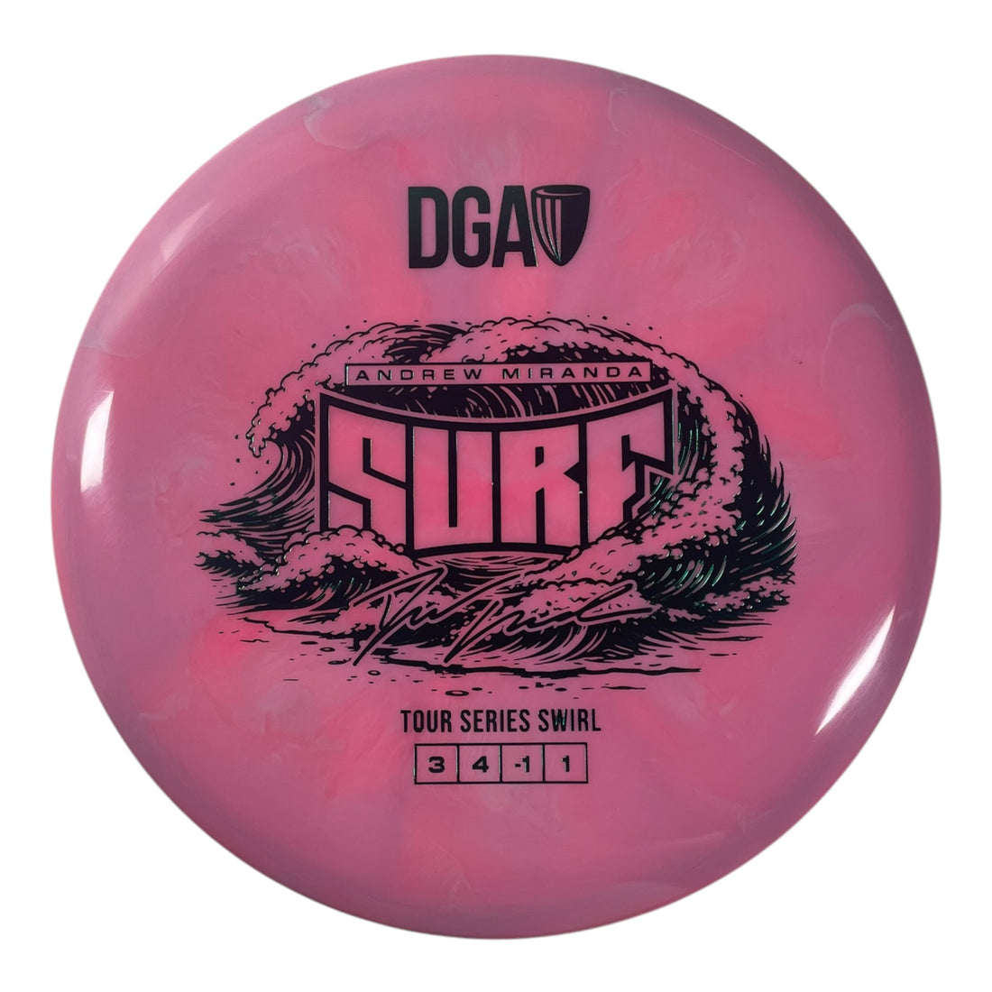 Disc Golf Association Surf | Tour Series Swirl | Pink/Green 174g (Andrew Miranda) Disc Golf