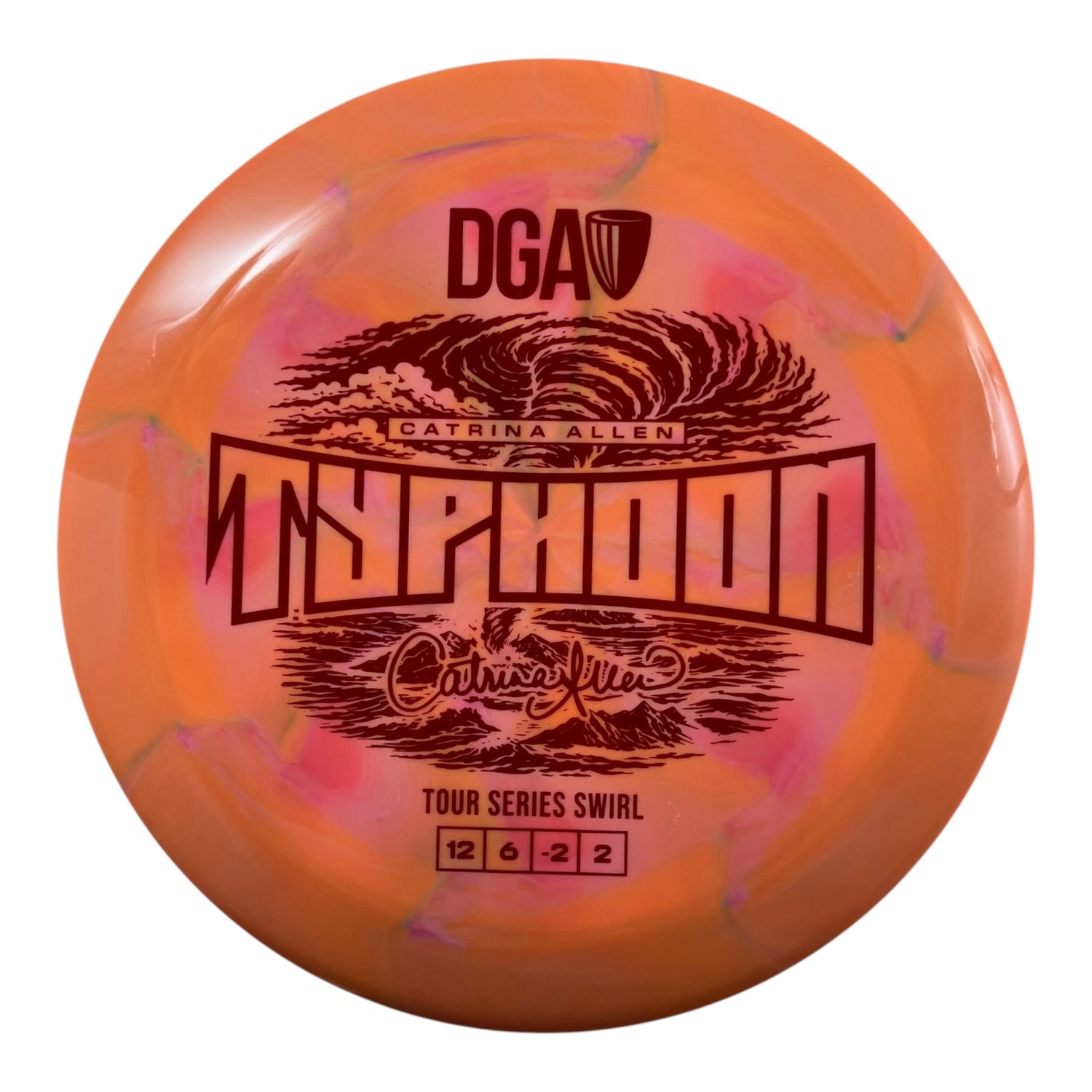 Disc Golf Association Typhoon | Tour Series Swirl | Orange/Red 172g (Catrina Allen) Disc Golf