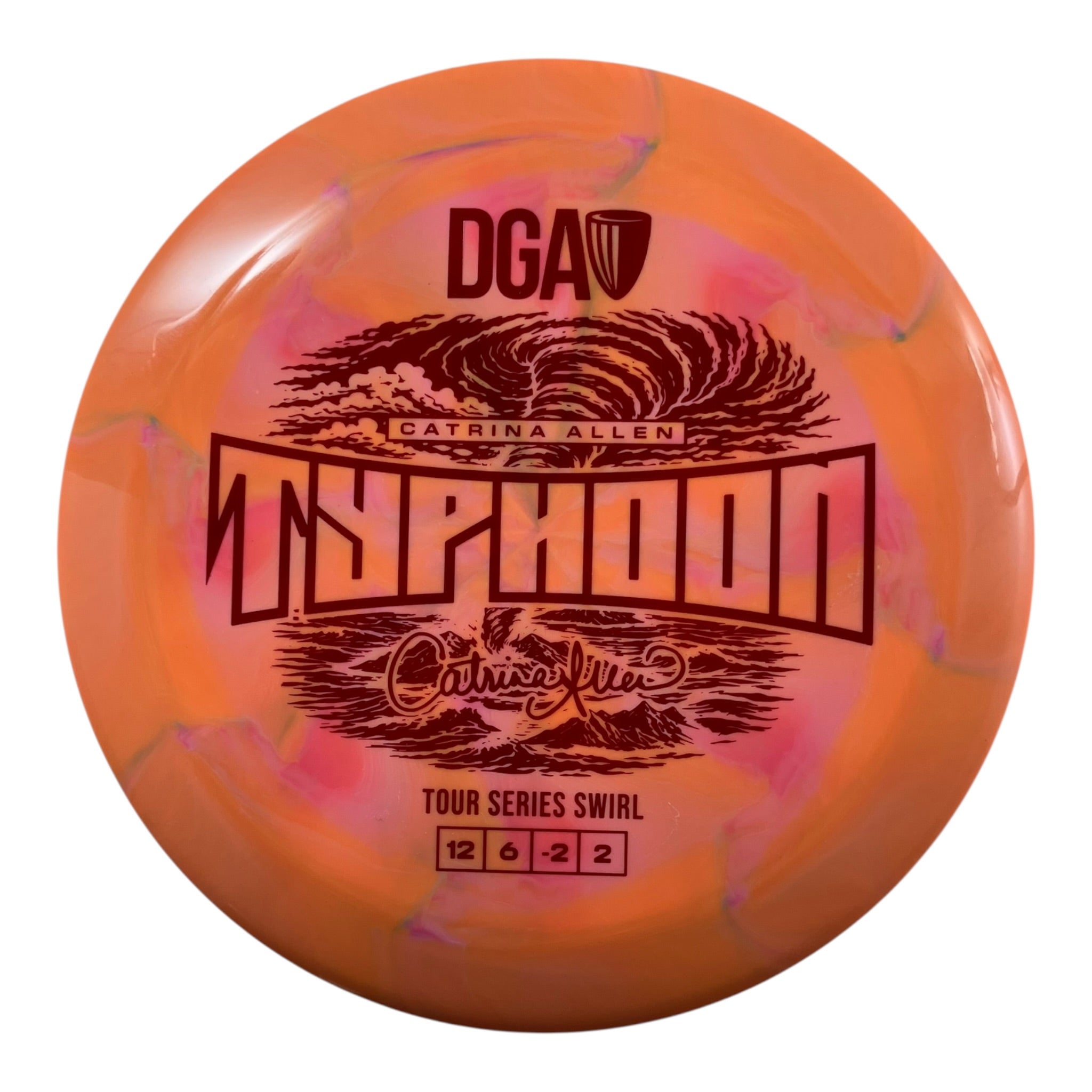 Disc Golf Association Typhoon | Tour Series Swirl | Orange/Red 172g (Catrina Allen) Disc Golf