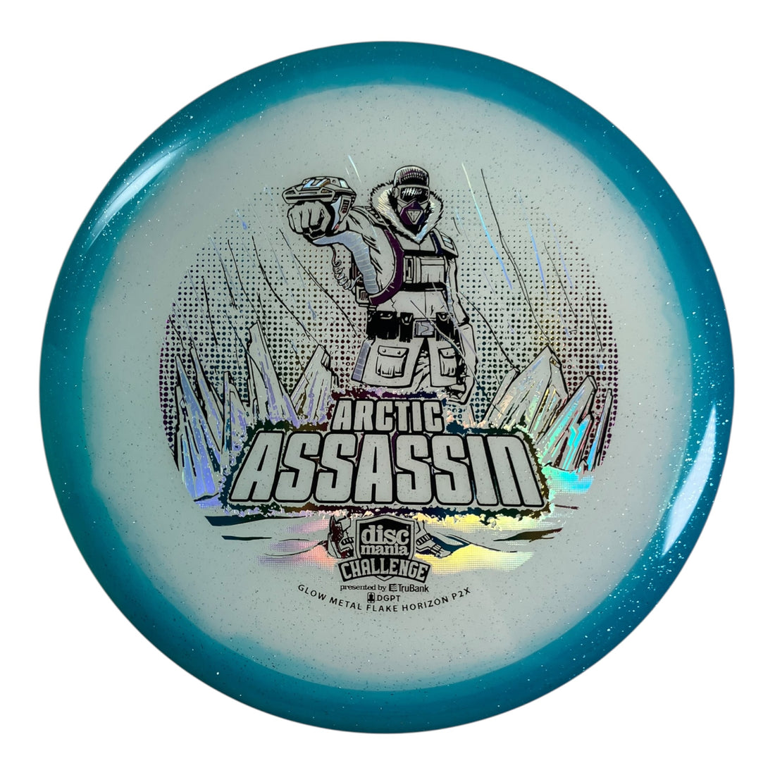 Discmania Arctic Assassin - P2x | Glow Metal Flake Horizon | Blue/Multi 173g Disc Golf