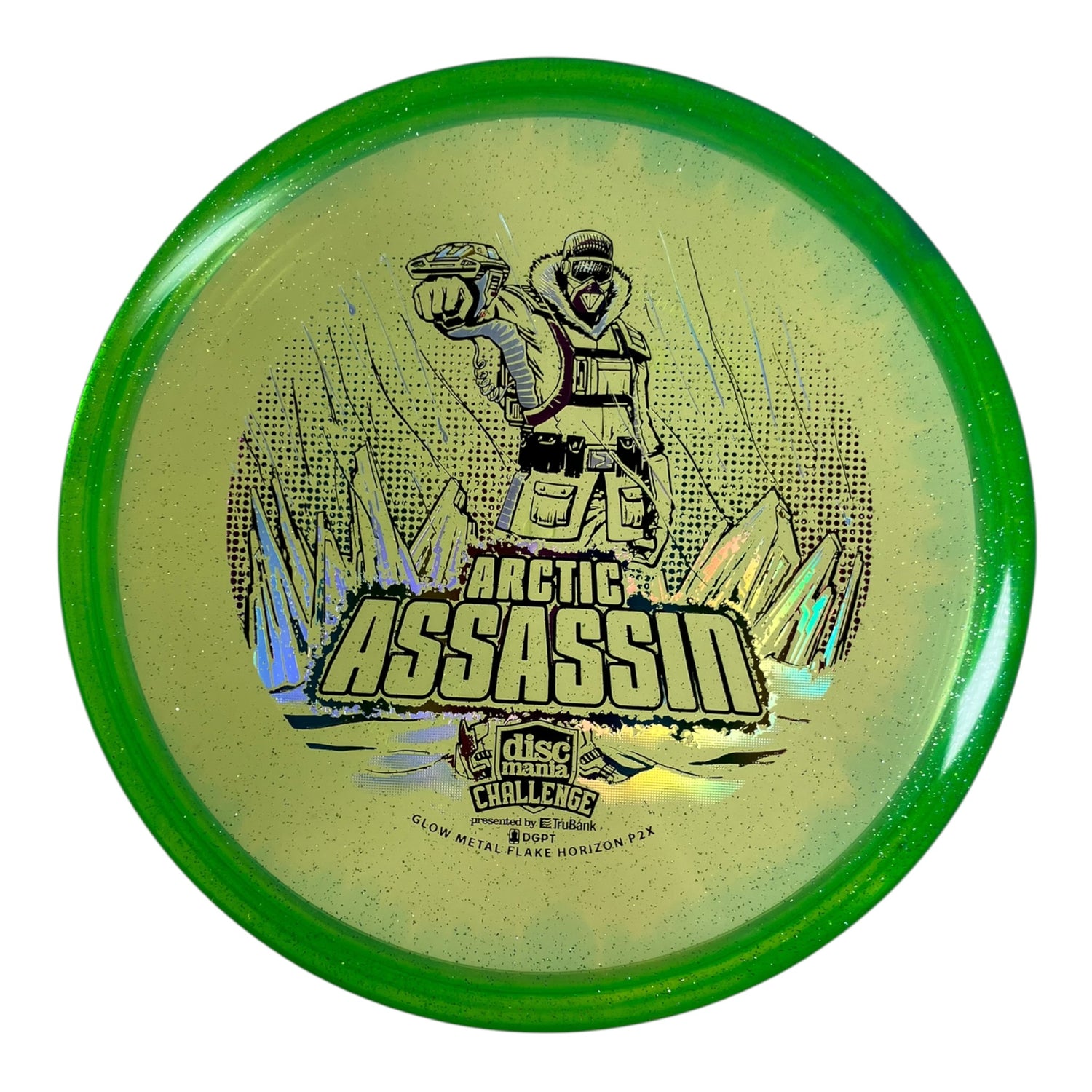 Discmania Arctic Assassin - P2x | Glow Metal Flake Horizon | Green/Multi 174g Disc Golf