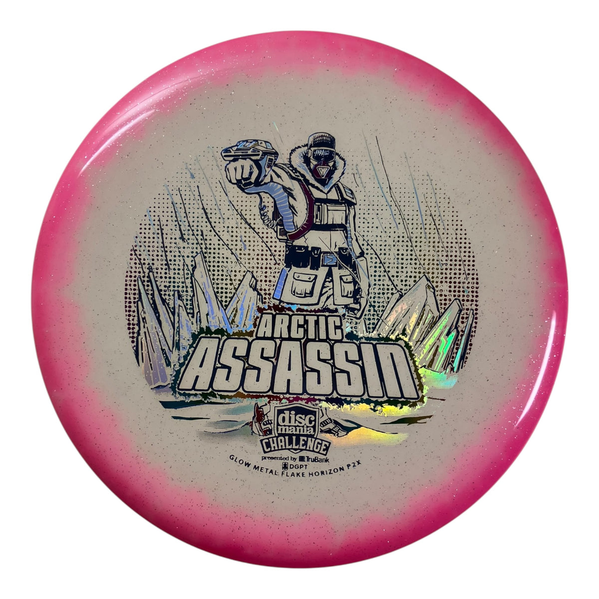 Discmania Arctic Assassin - P2x | Glow Metal Flake Horizon | Pink/Rainbow 174g Disc Golf