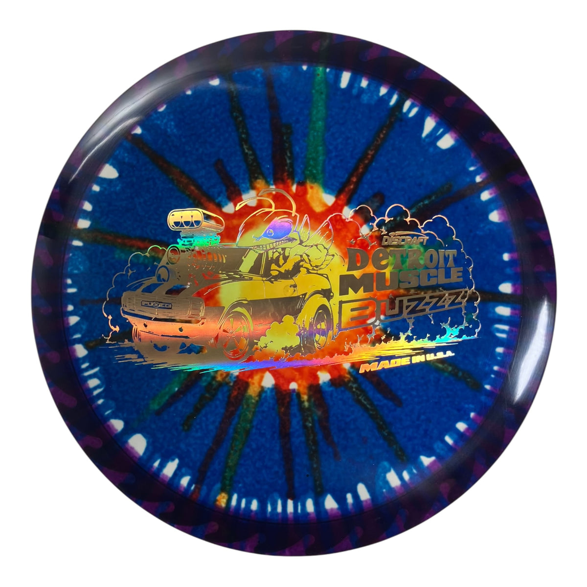 Discraft Buzzz | FlyDye FuZed | Blue/Gold 177g (Detroit Muscle) Disc Golf