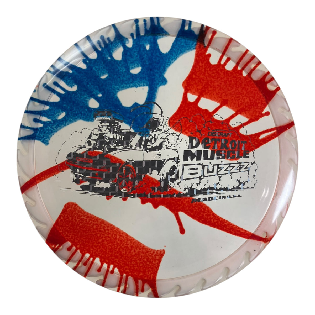 Discraft Buzzz | FlyDye FuZed | Red/White/Blue 177g (Detroit Muscle) Disc Golf