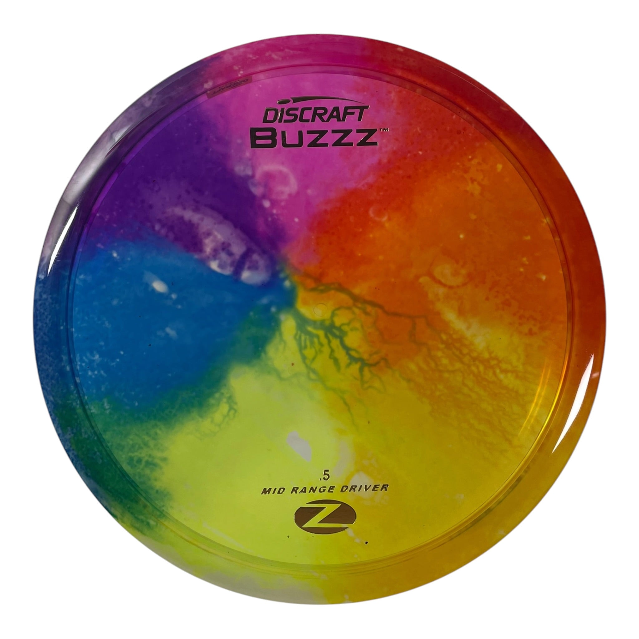 Discraft Buzzz | Z Line Fly Dye | Rainbow/Gold 174g Disc Golf